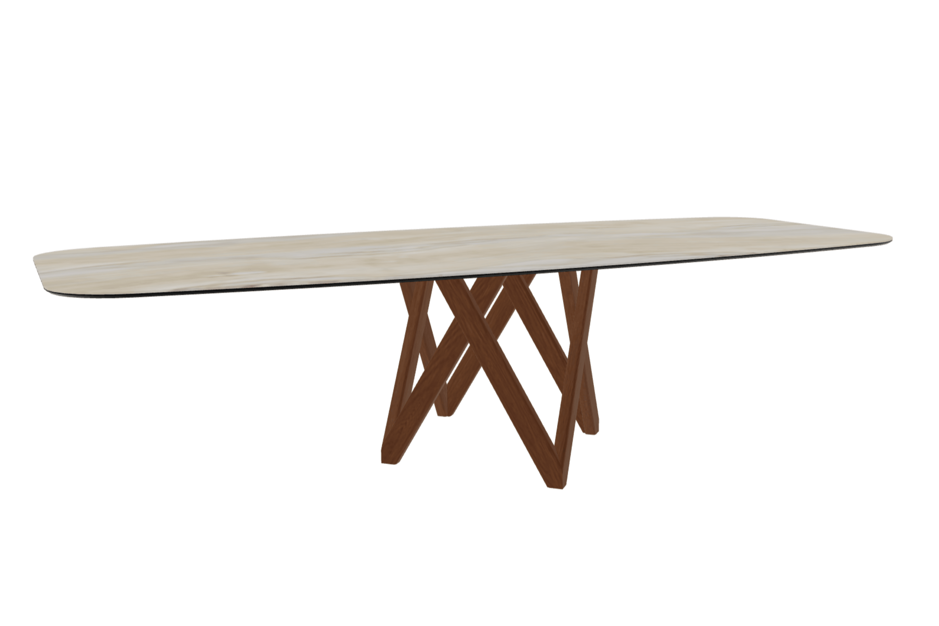 Stół CARTESIO piaskowy marmur z drewnianą podstawą Calligaris 300 cm orzechowy Eye on Design