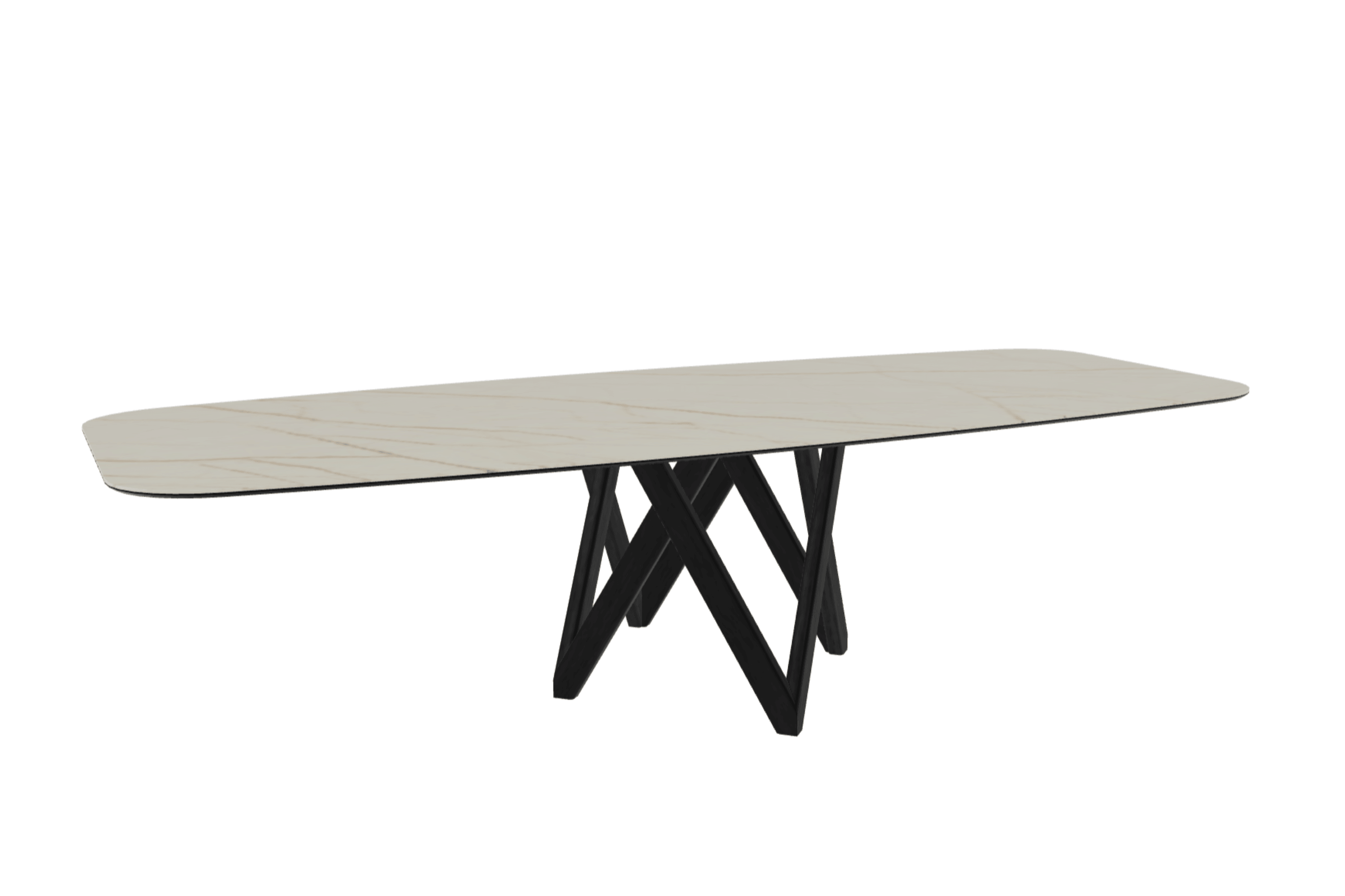 Stół CARTESIO złoty marmur z drewnianą podstawą Calligaris 300 cm matowa czerń Eye on Design