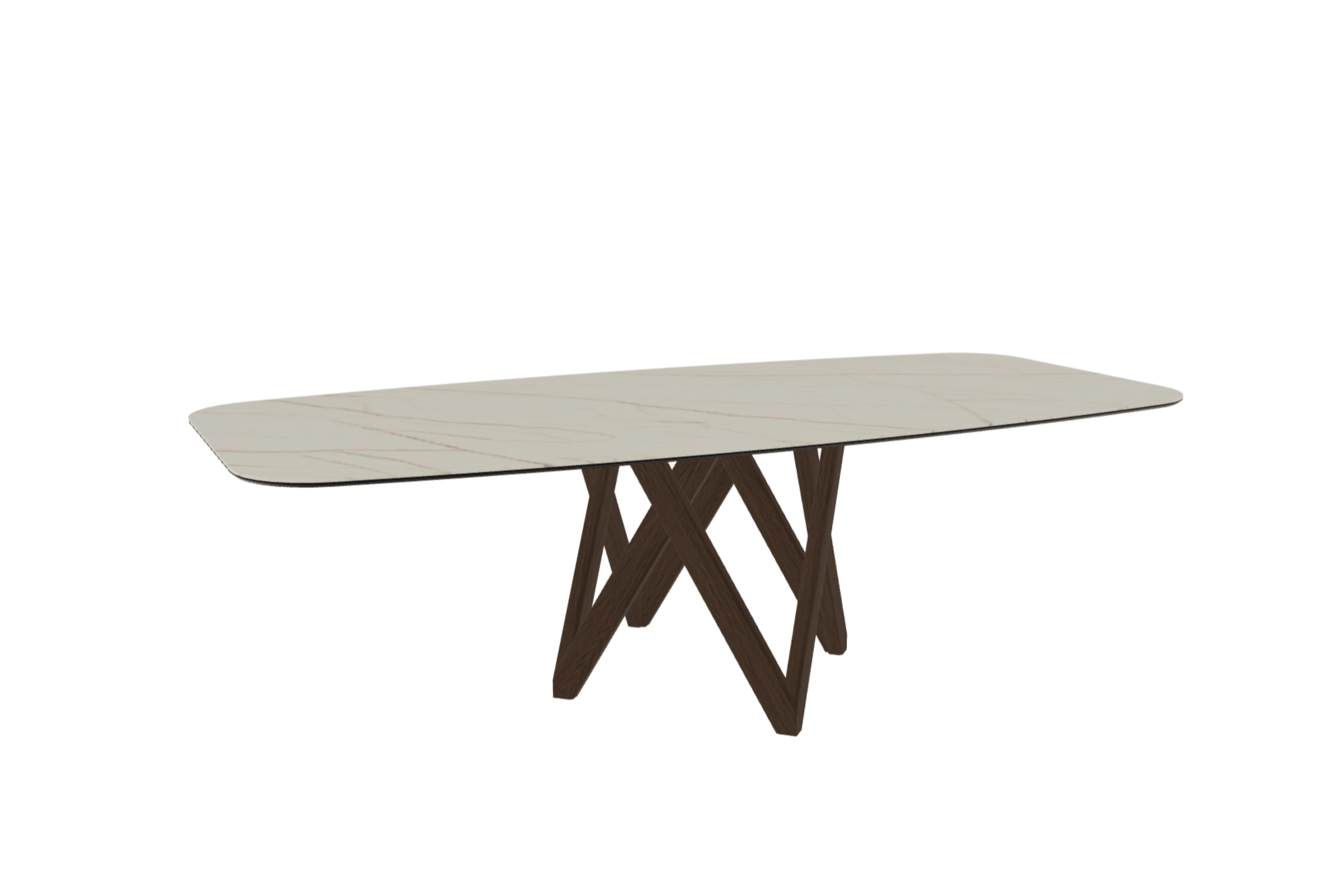 Stół CARTESIO złoty marmur z drewnianą podstawą Calligaris 250 cm ciemnobrązowy Eye on Design