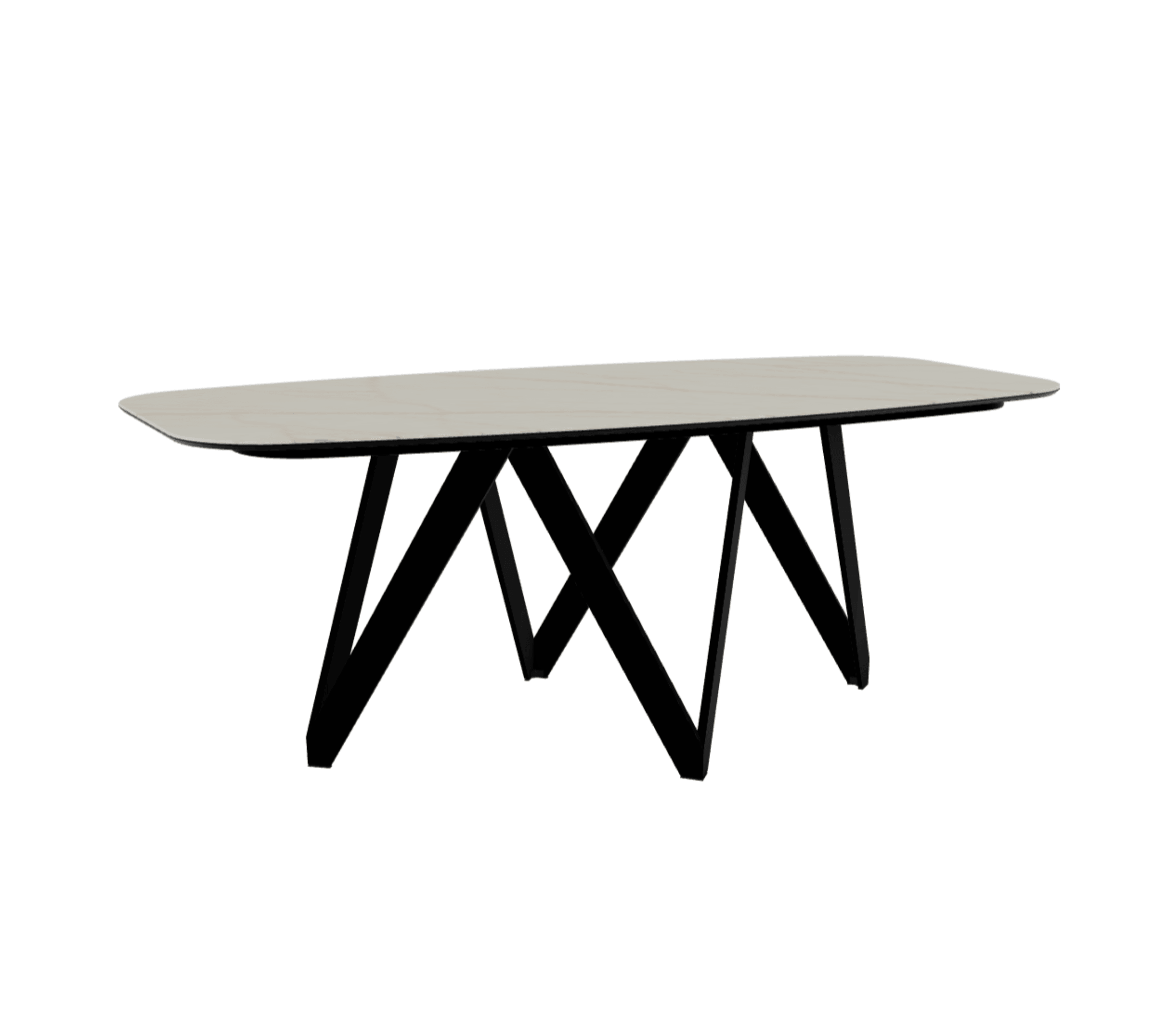 Stół CARTESIO złoty marmur z metalową podstawą Calligaris 200 cm matowa czerń Eye on Design