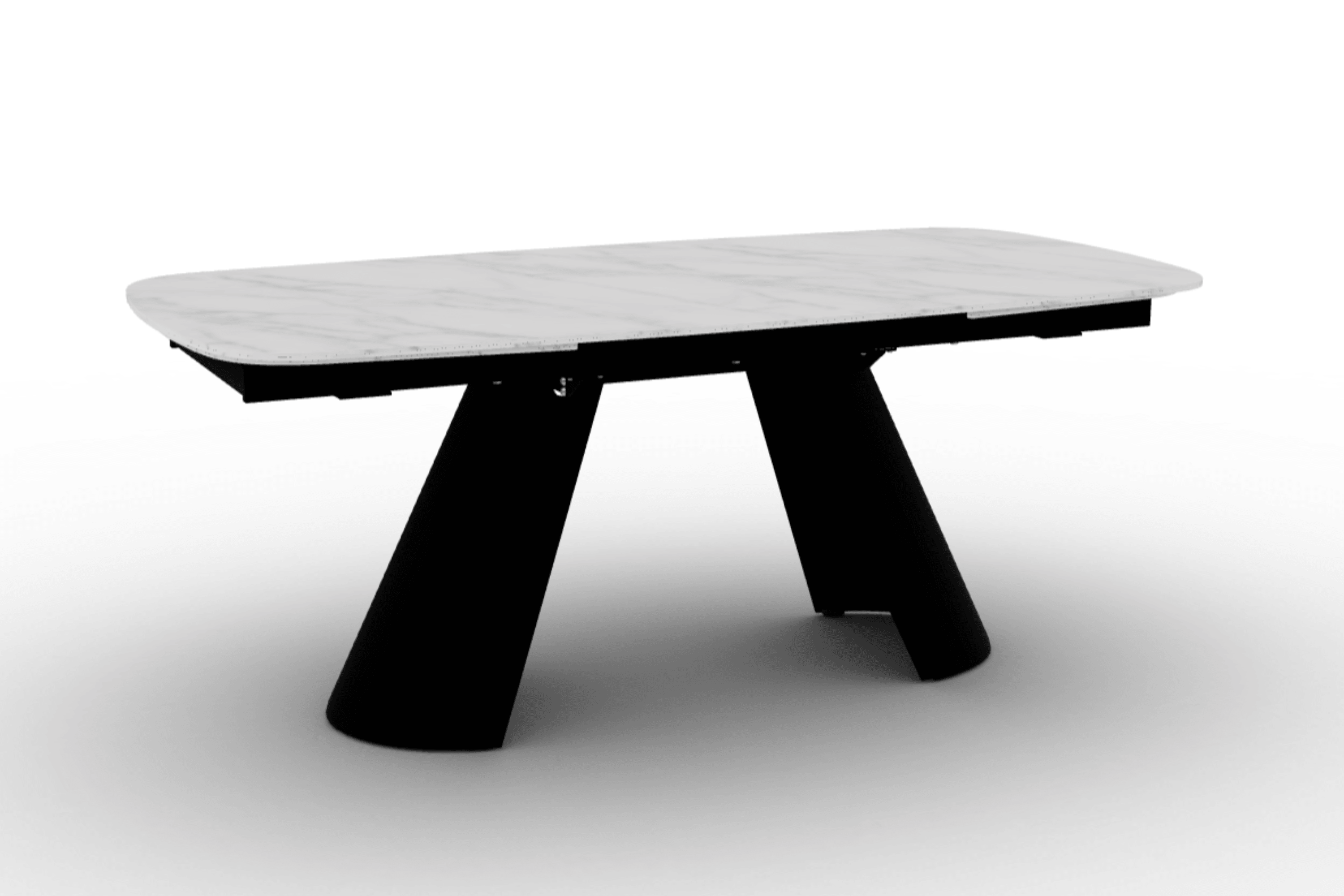 Stół elipsa rozkładany APIAN kremowy marmur Calligaris matowa czerń matowy brąz Eye on Design