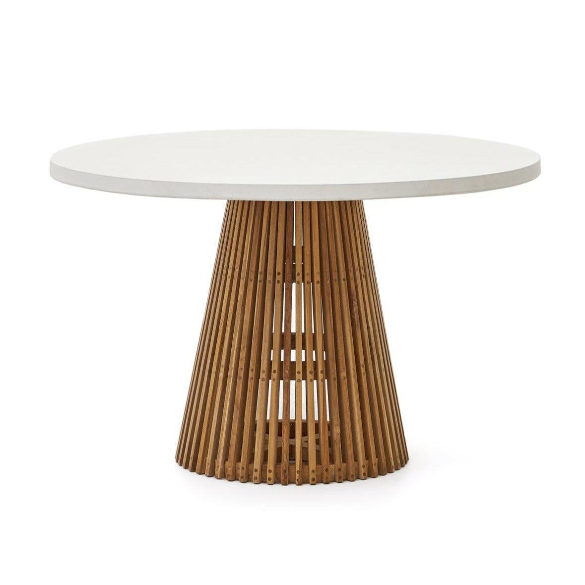 Stół ogrodowy ALCAUFAR biały cement La Forma 120 cm Eye on Design