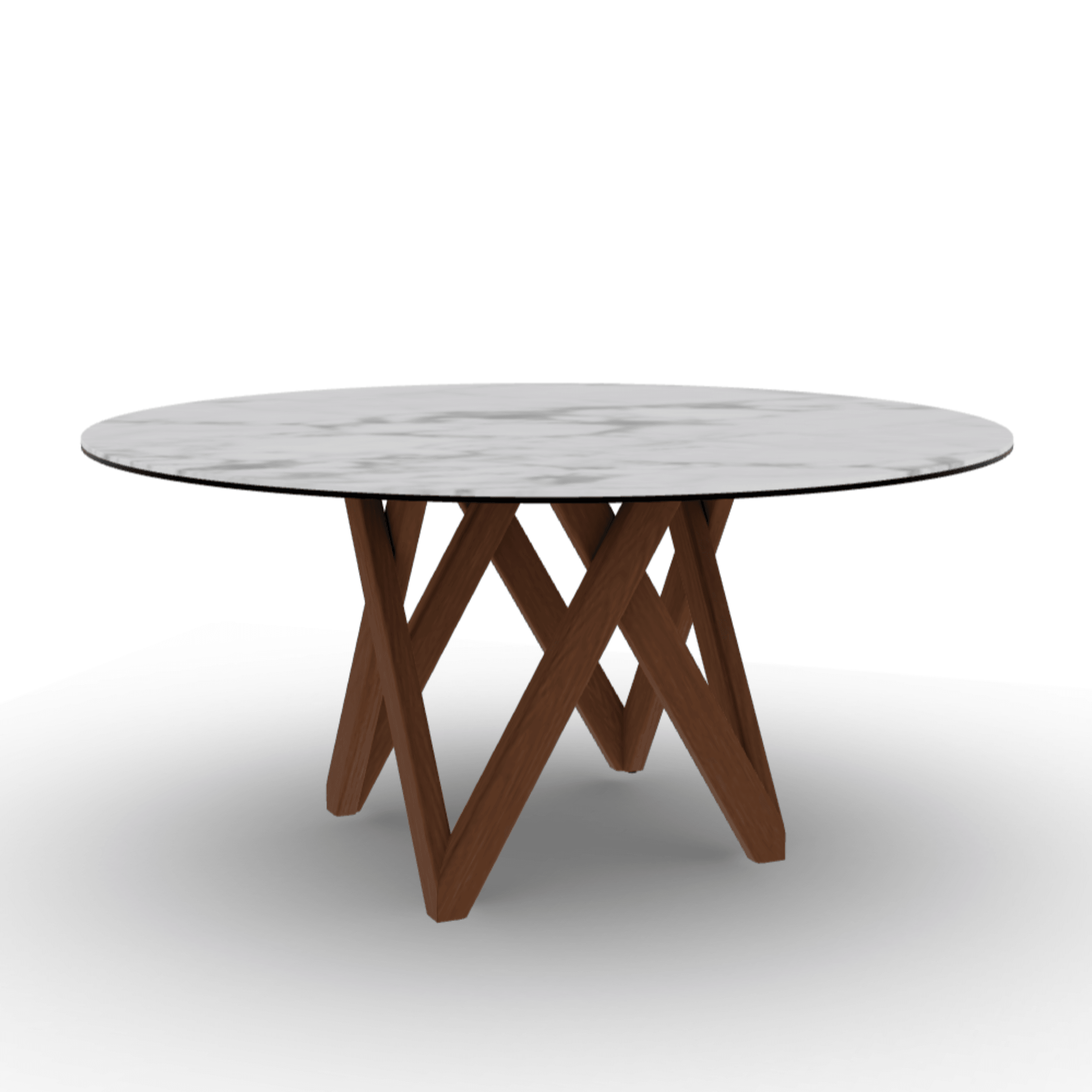 Stół okrągły CARTESIO biały marmur Calligaris 160 cm orzechowe drewno Eye on Design