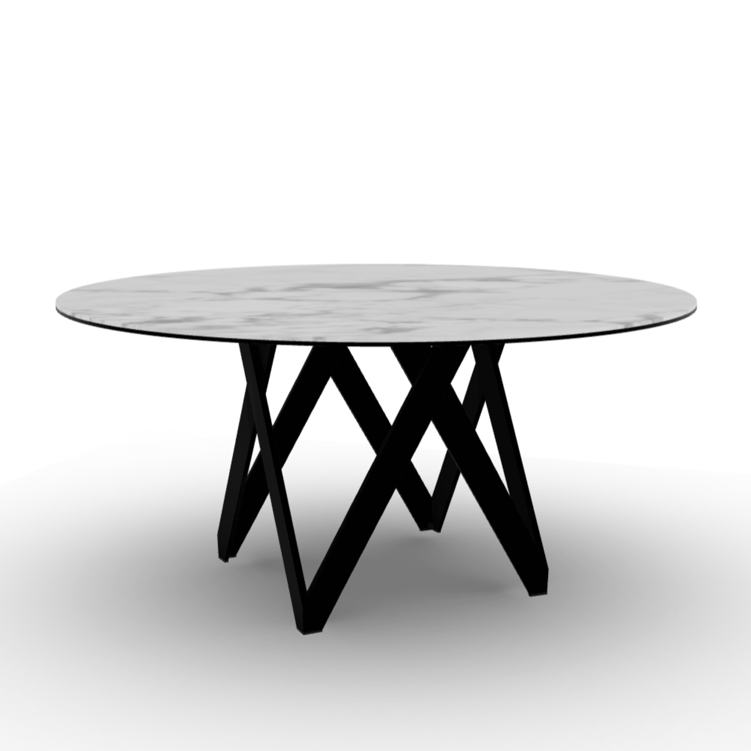 Stół okrągły CARTESIO biały marmur Calligaris 160 cm czarny matowy metal Eye on Design