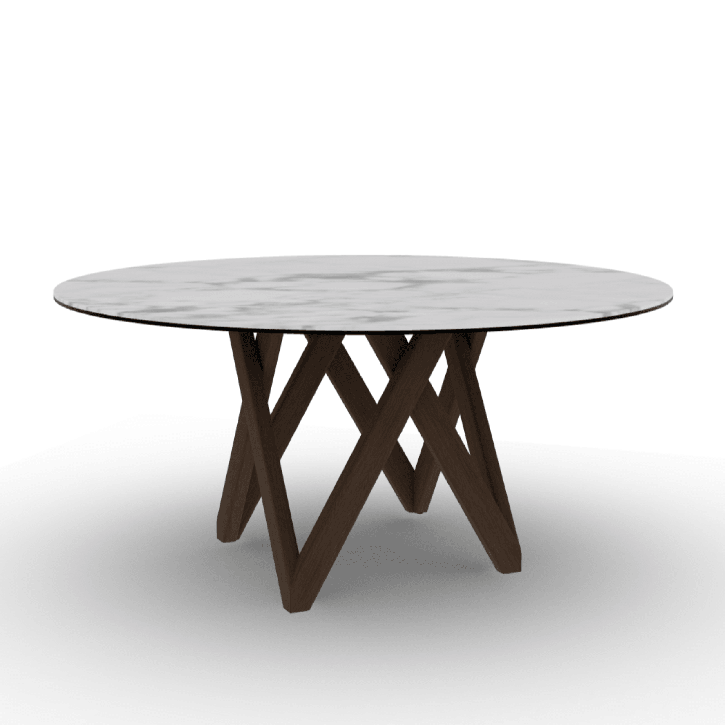 Stół okrągły CARTESIO biały marmur Calligaris 160 cm ciemnobrązowe drewno Eye on Design