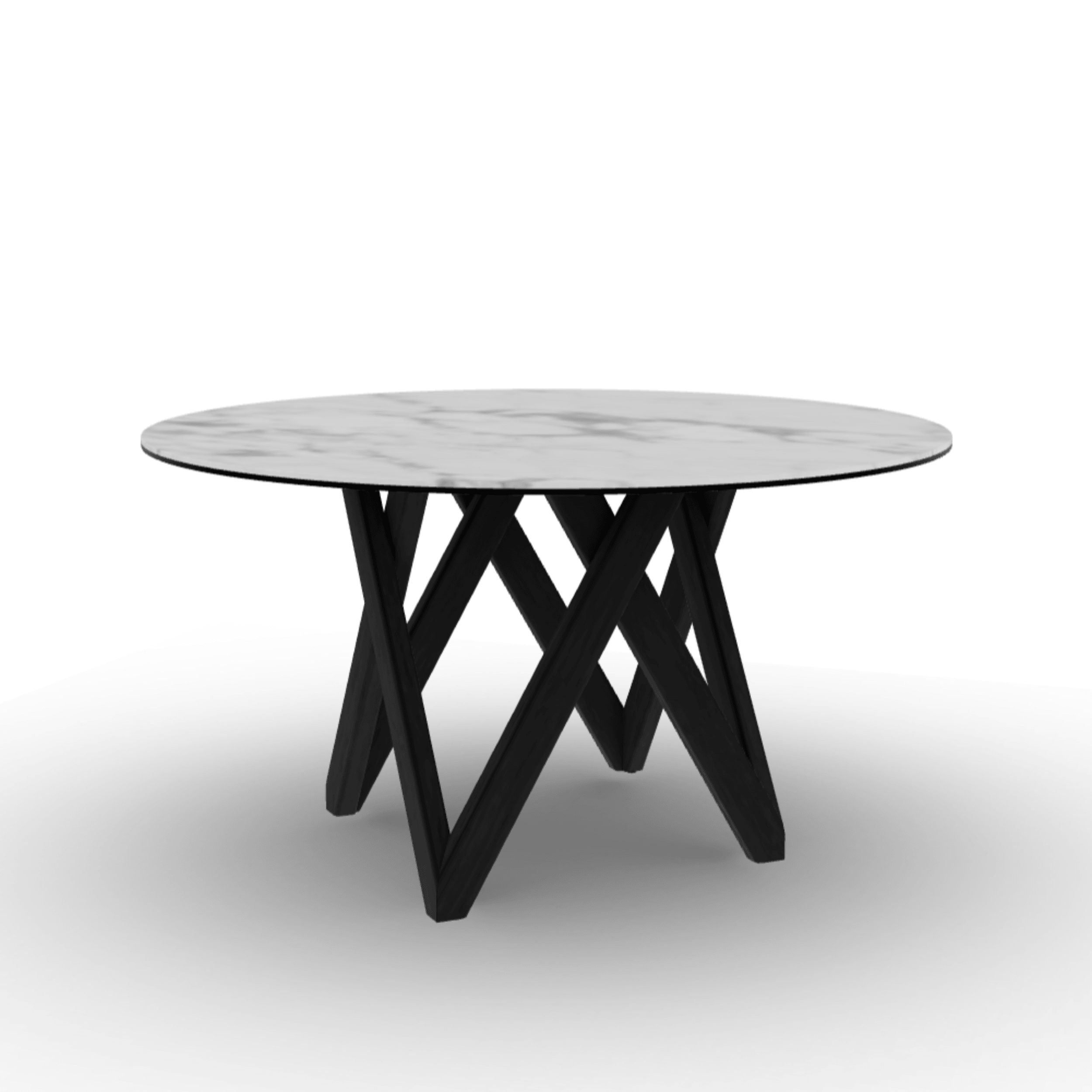 Stół okrągły CARTESIO biały marmur Calligaris 140 cm czarne matowe drewno Eye on Design