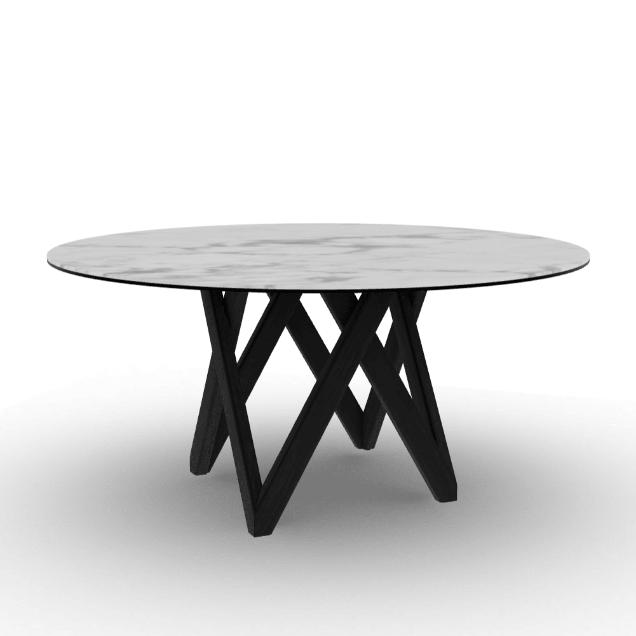 Stół okrągły CARTESIO biały marmur Calligaris 160 cm czarne matowe drewno Eye on Design