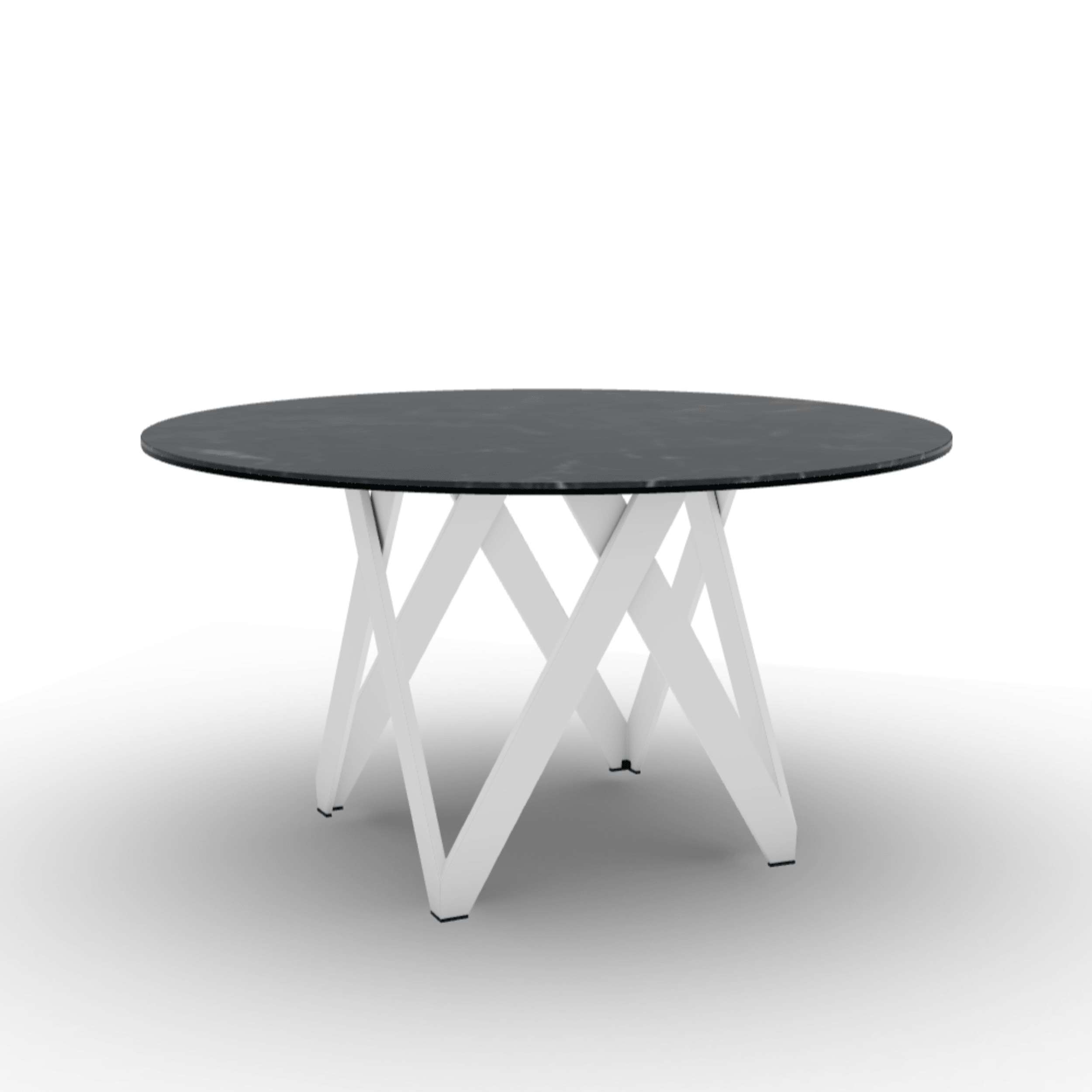 Stół okrągły CARTESIO czarny marmur Calligaris 140 cm biały matowy metal Eye on Design