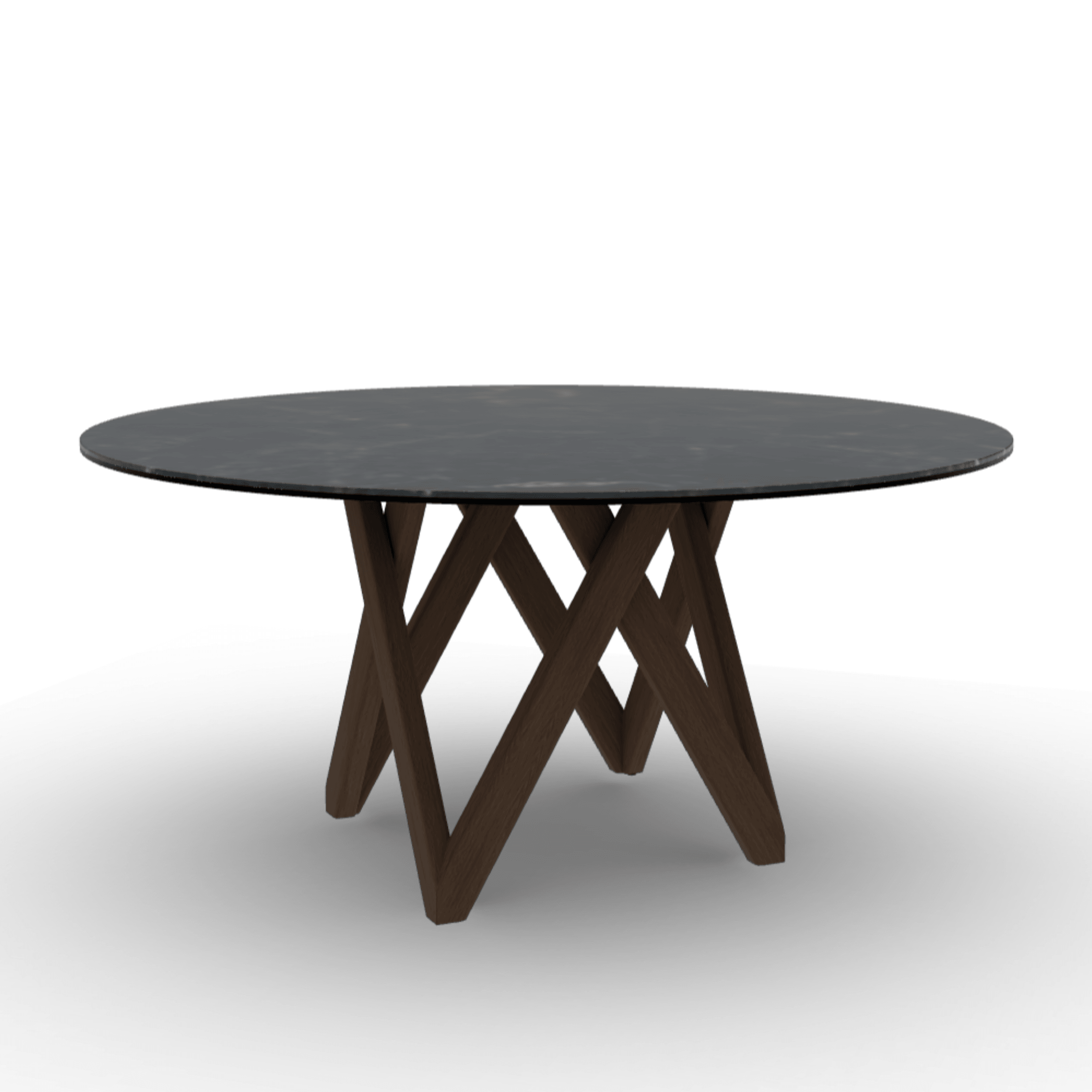 Stół okrągły CARTESIO czarny marmur Calligaris 160 cm ciemnobrązowe drewno Eye on Design