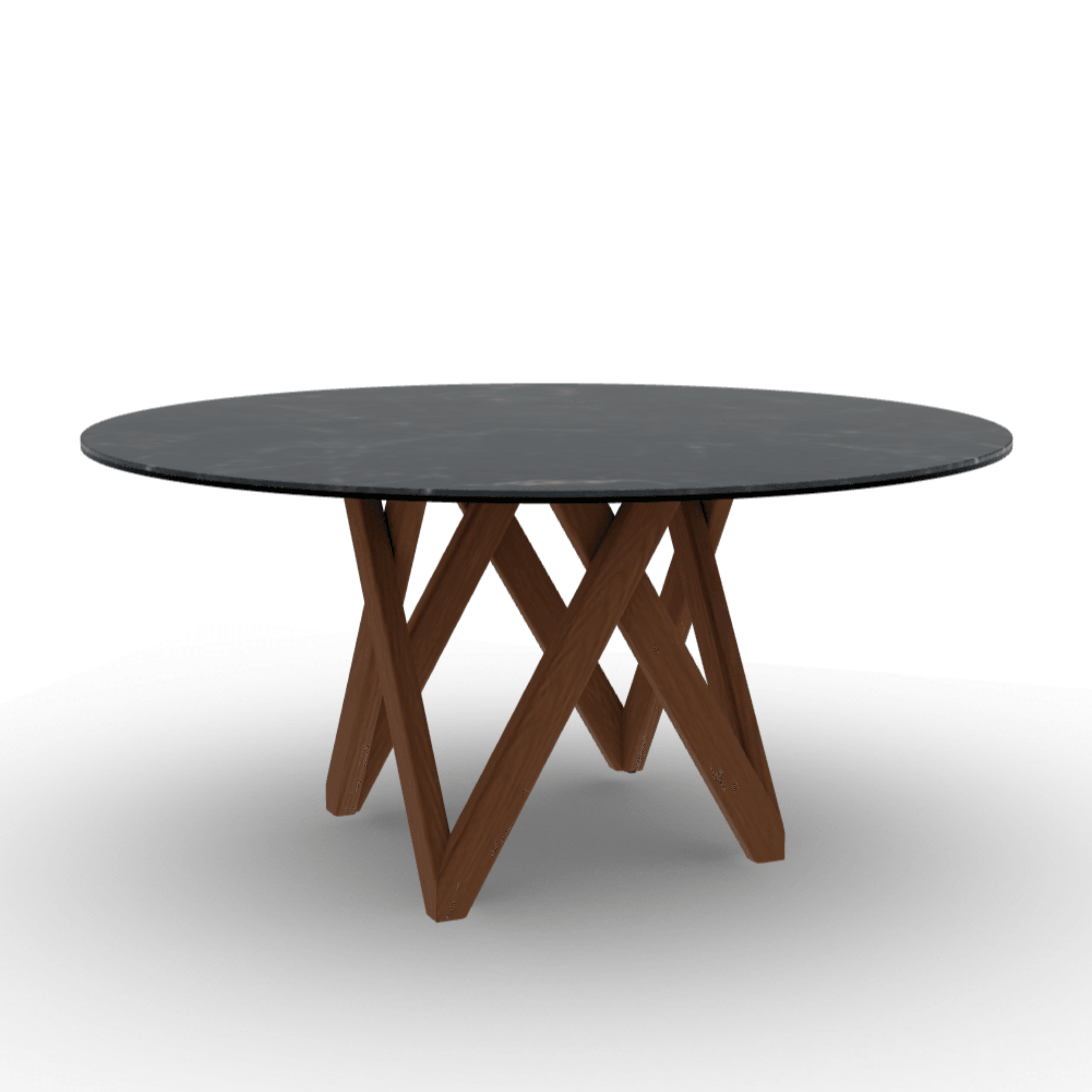 Stół okrągły CARTESIO czarny marmur Calligaris 160 cm orzechowe drewno Eye on Design