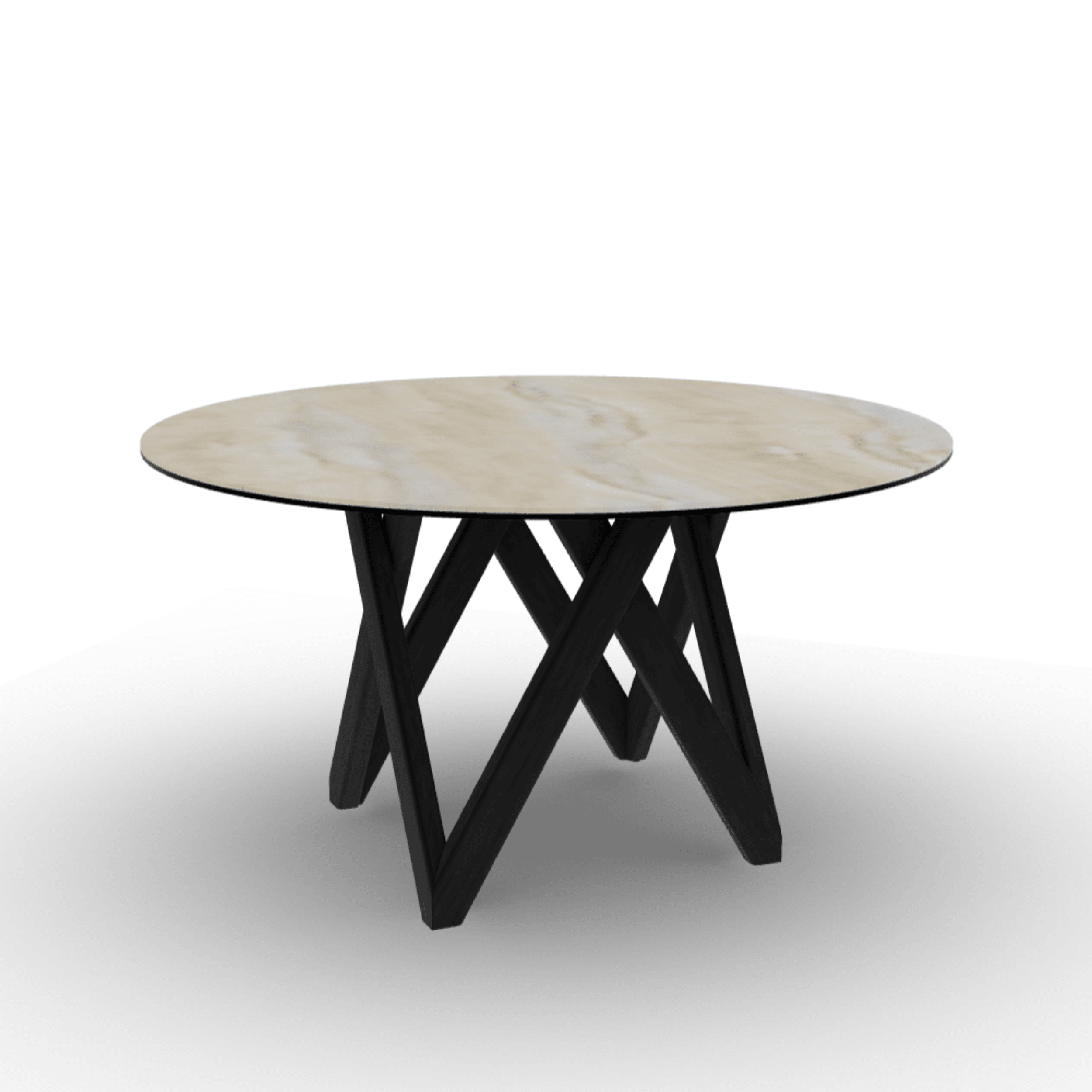 Stół okrągły CARTESIO piaskowy marmur Calligaris 140 cm czarne matowe drewno Eye on Design