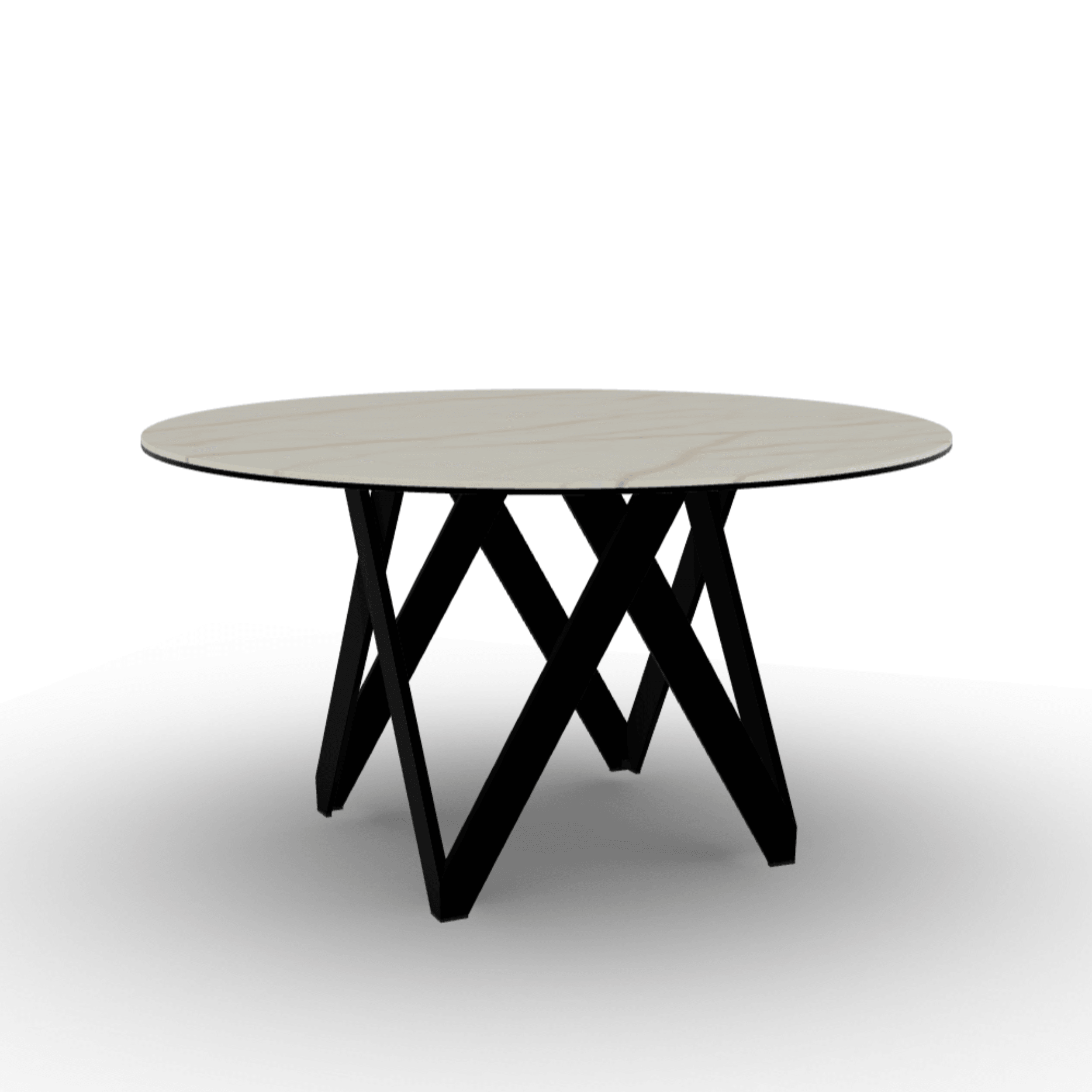 Stół okrągły CARTESIO złoty marmur Calligaris 140 cm czarny matowy metal Eye on Design