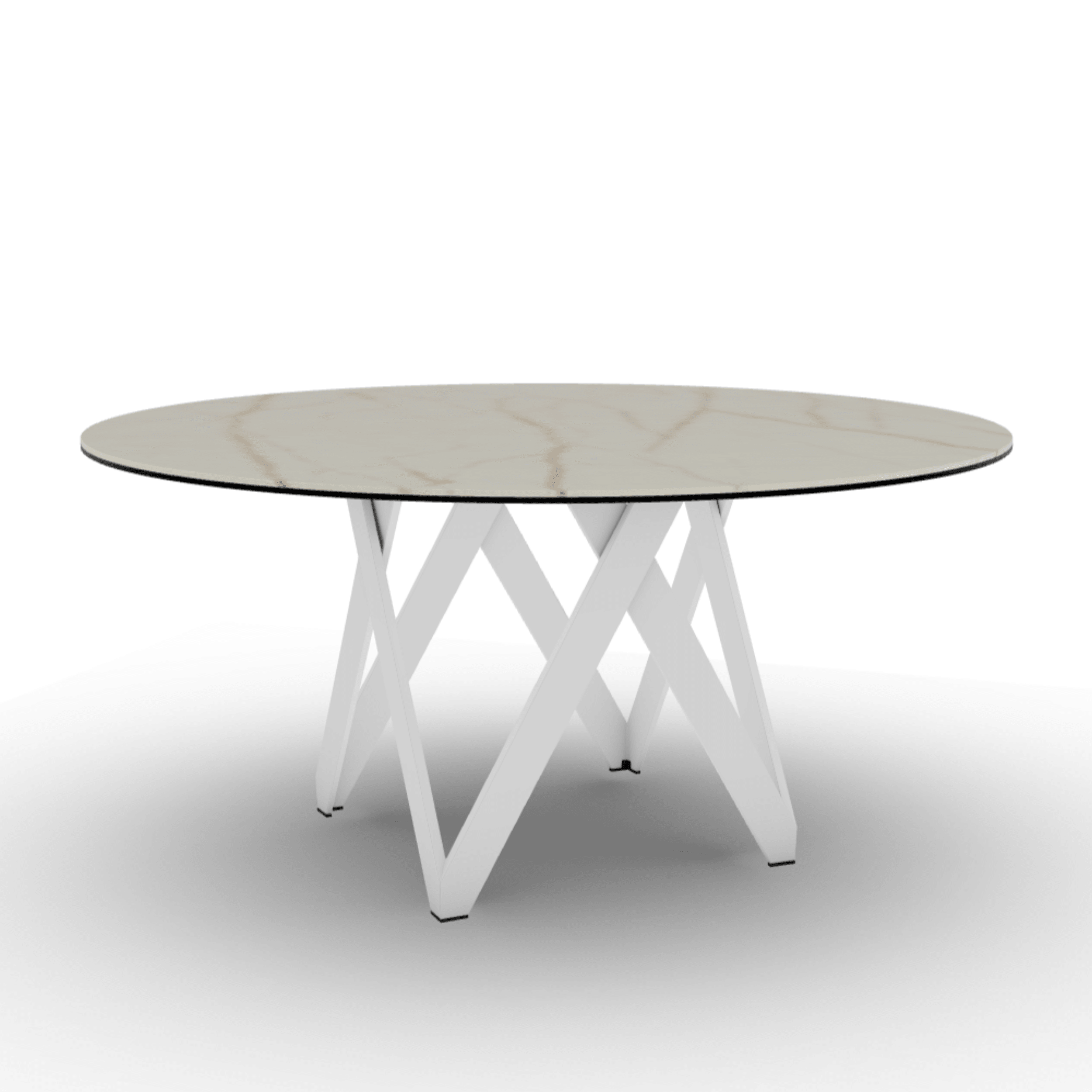 Stół okrągły CARTESIO złoty marmur Calligaris 160 cm biały matowy metal Eye on Design