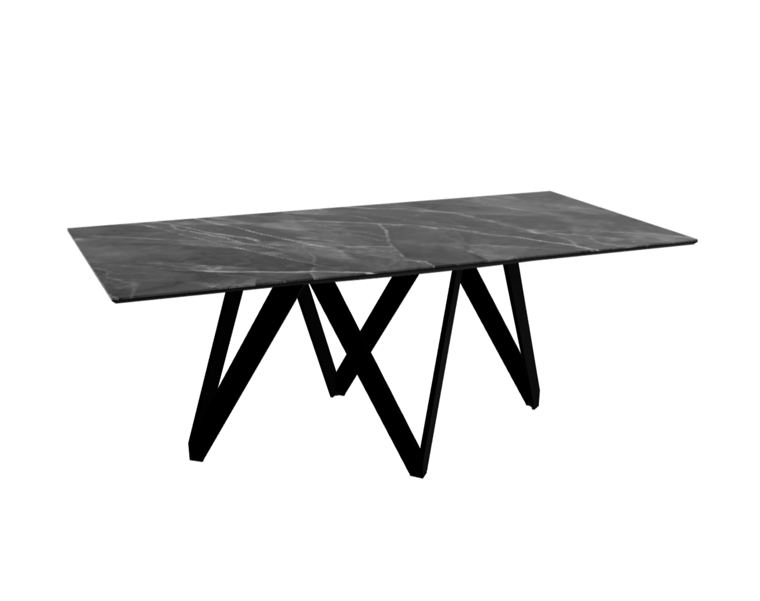 Stół prostokątny CARTESIO antracytowy marmur z metalową podstawą Calligaris 200 cm matowa czerń Eye on Design