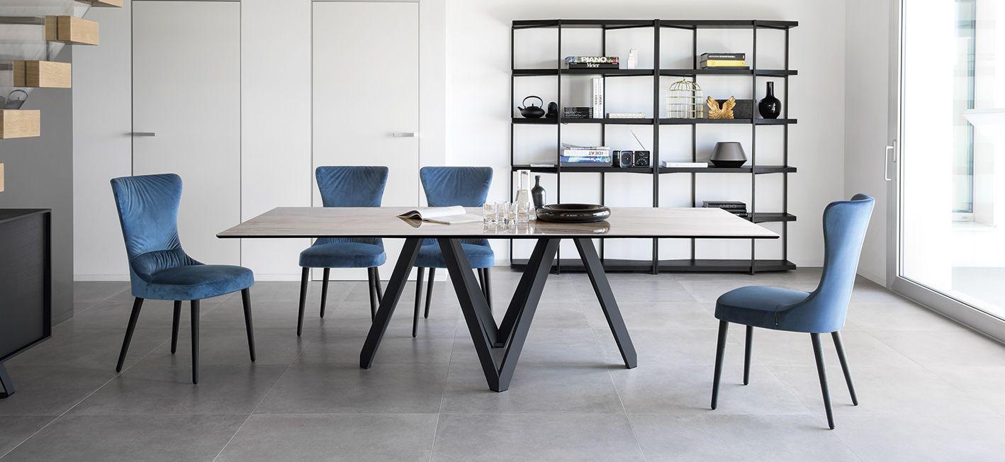 Stół prostokątny CARTESIO brązowa ceramika z drewnianą podstawą Calligaris Eye on Design
