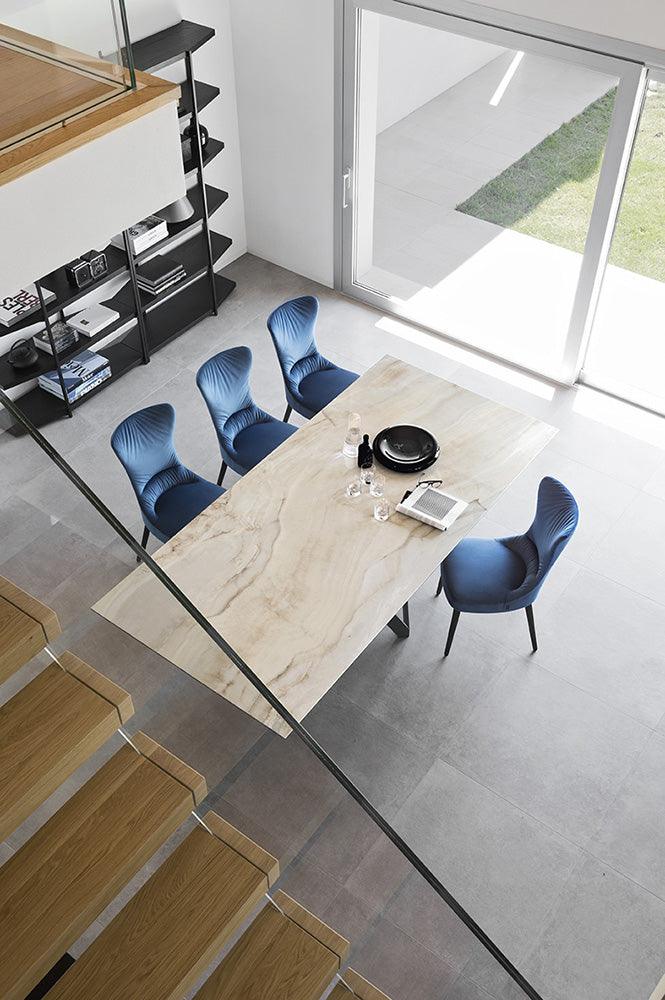 Stół prostokątny CARTESIO brązowa ceramika z drewnianą podstawą Calligaris Eye on Design