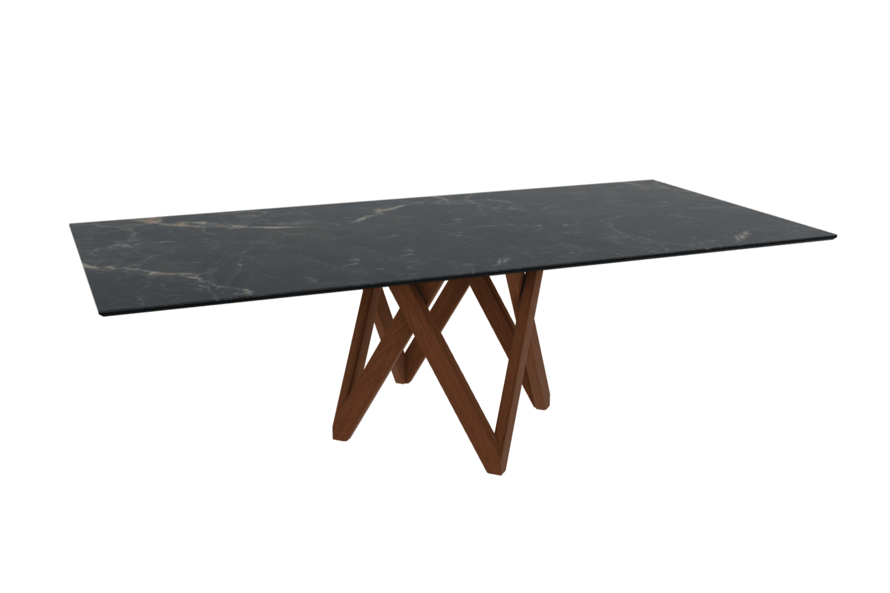Stół prostokątny CARTESIO czarny marmur z drewnianą podstawą Calligaris 250 cm orzechowy Eye on Design