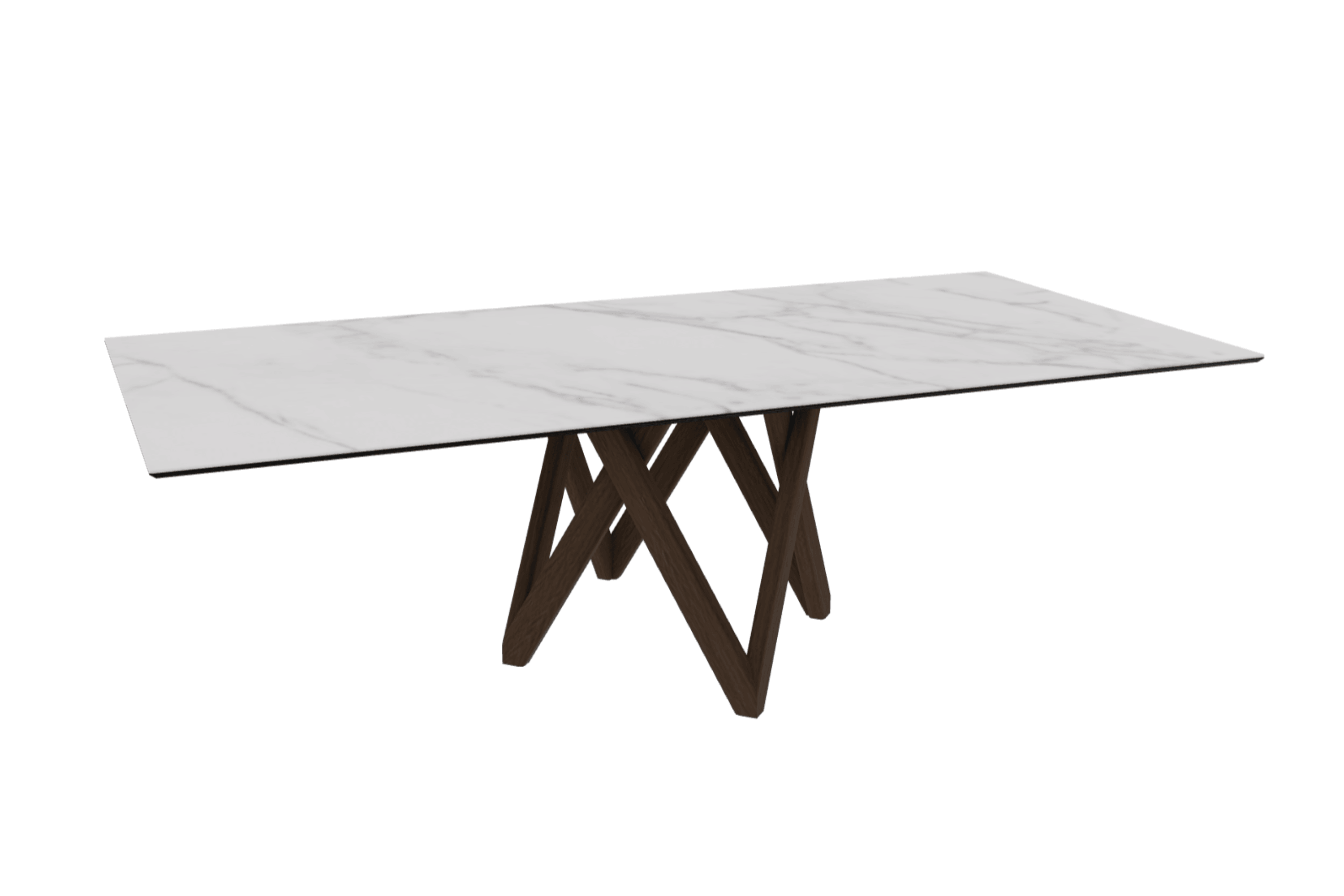 Stół prostokątny CARTESIO kremowy marmur z drewnianą podstawą Calligaris 250 cm ciemnobrązowy Eye on Design