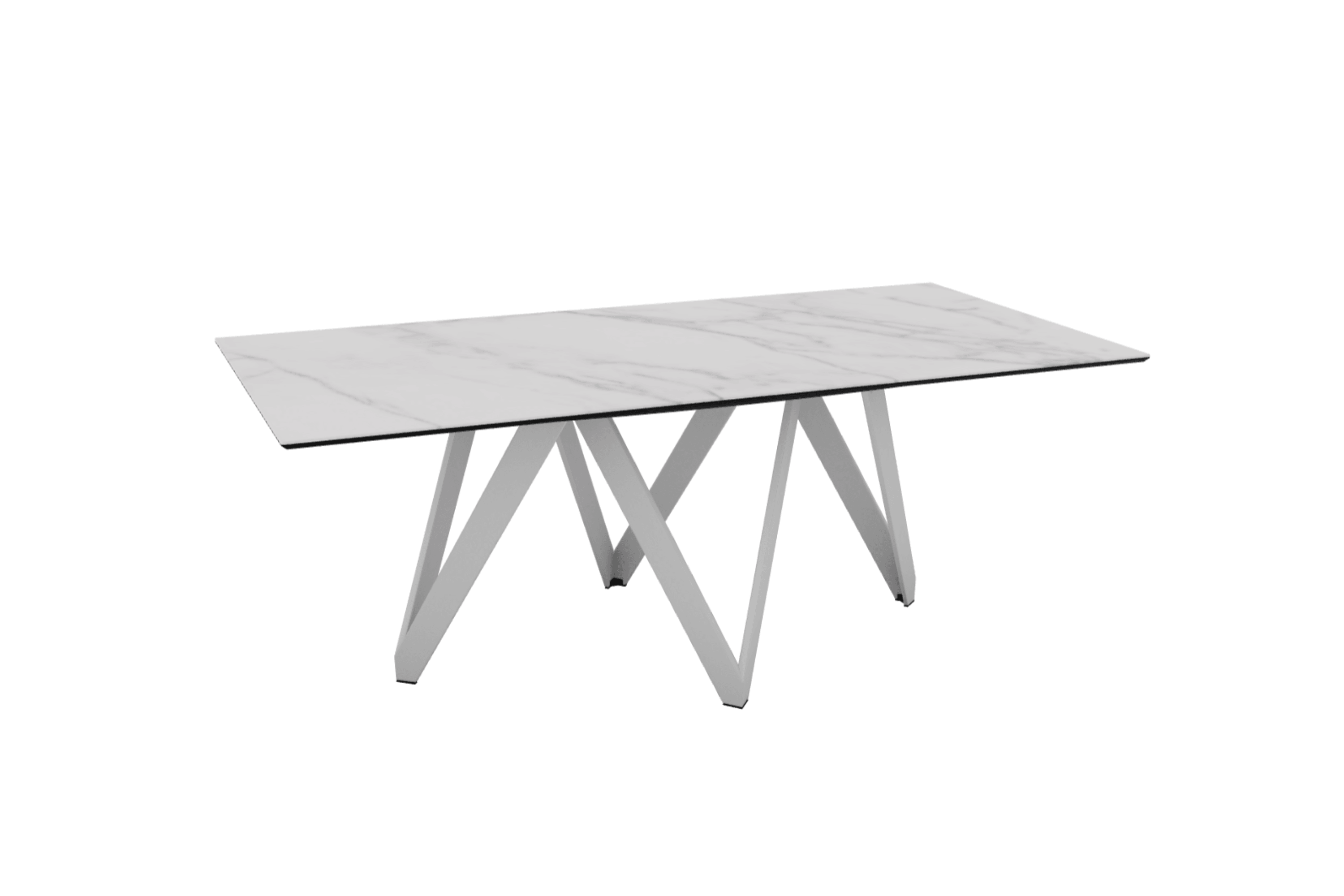 Stół prostokątny CARTESIO kremowy marmur z metalową podstawą Calligaris 200 cm matowa biel Eye on Design