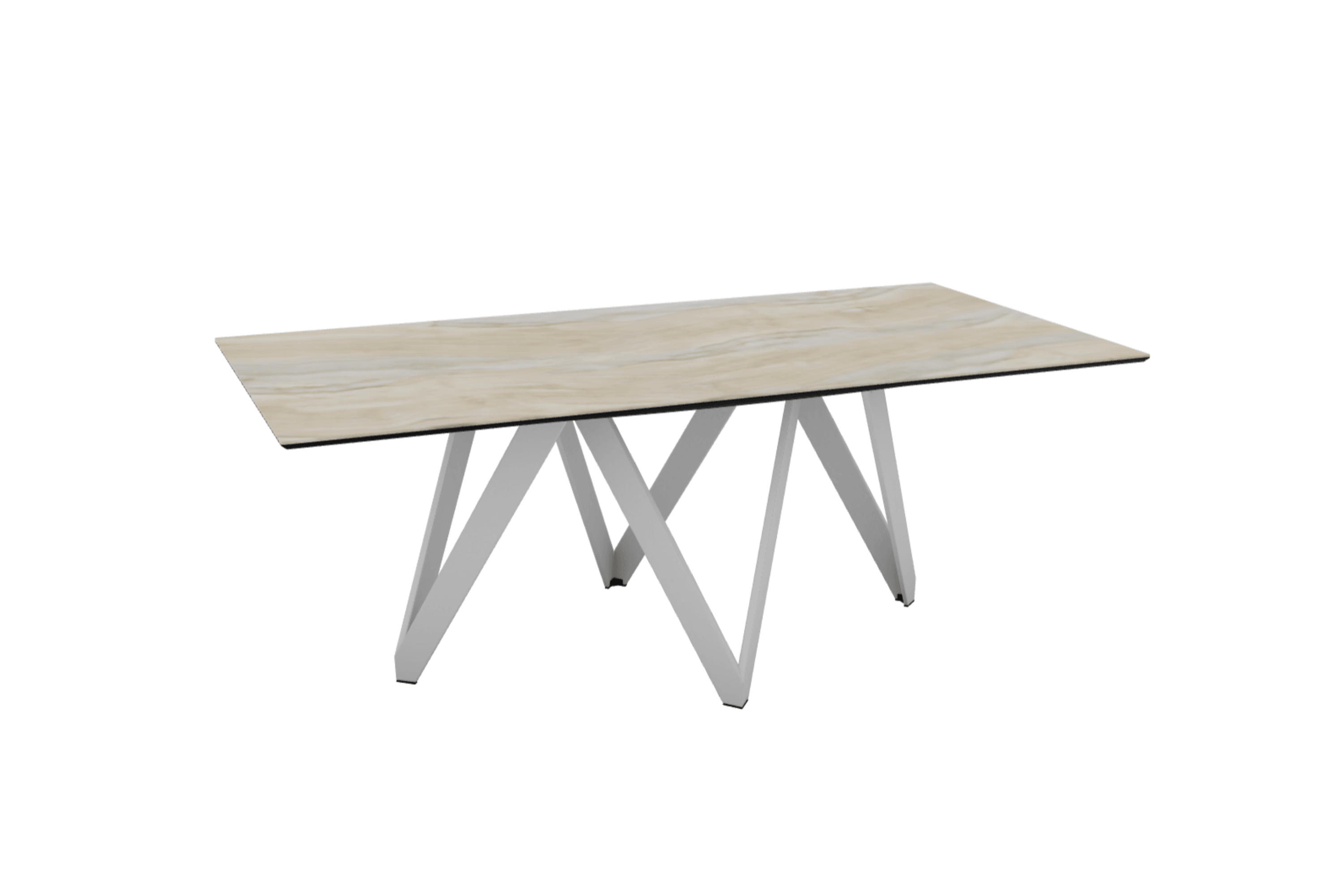 Stół prostokątny CARTESIO piaskowy marmur z metalową podstawą Calligaris 200 cm matowa biel Eye on Design