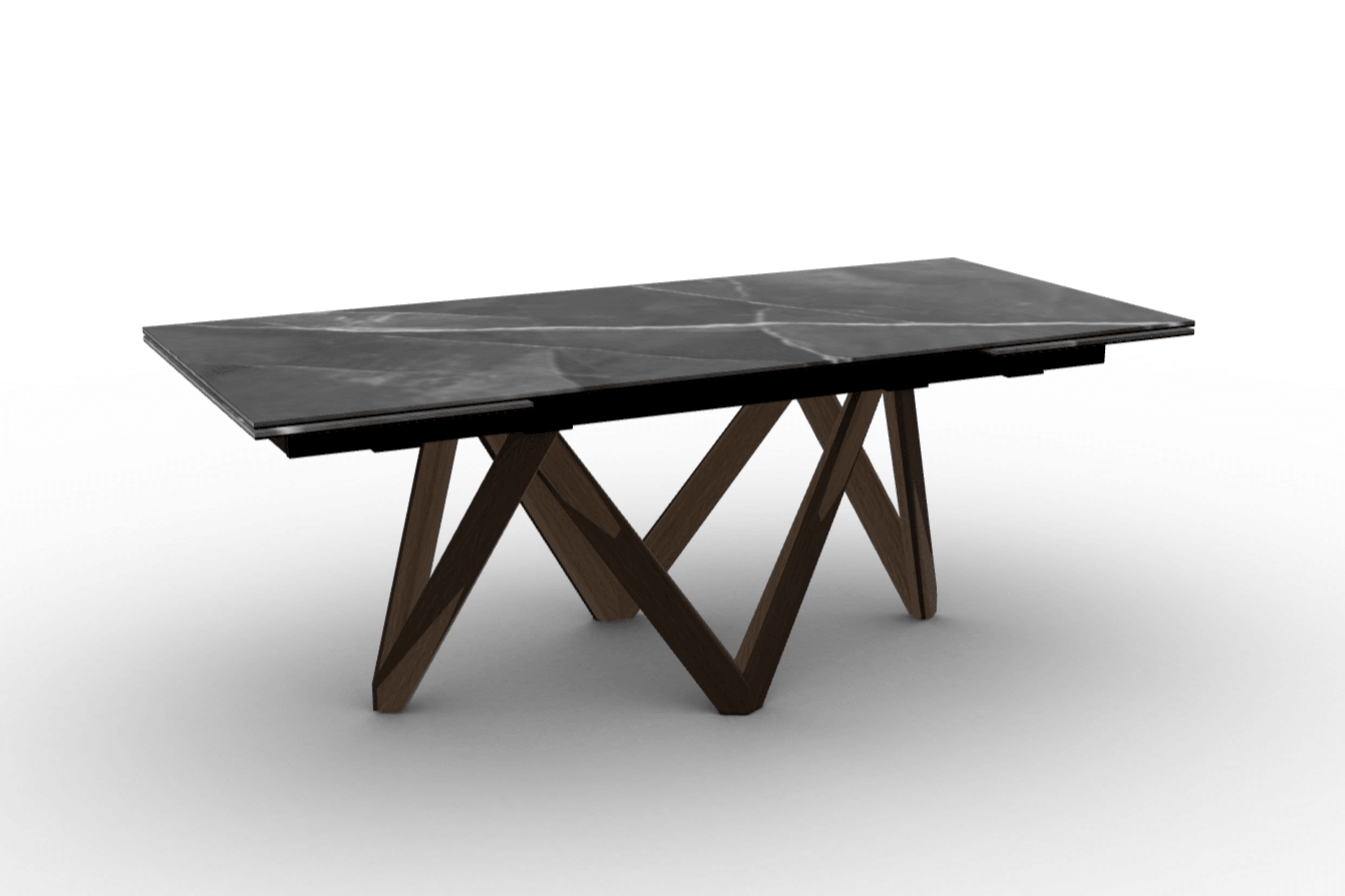 Stół prostokątny rozkładany CARTESIO antracytowy marmur Calligaris 200 cm ciemnobrązowe drewno Eye on Design