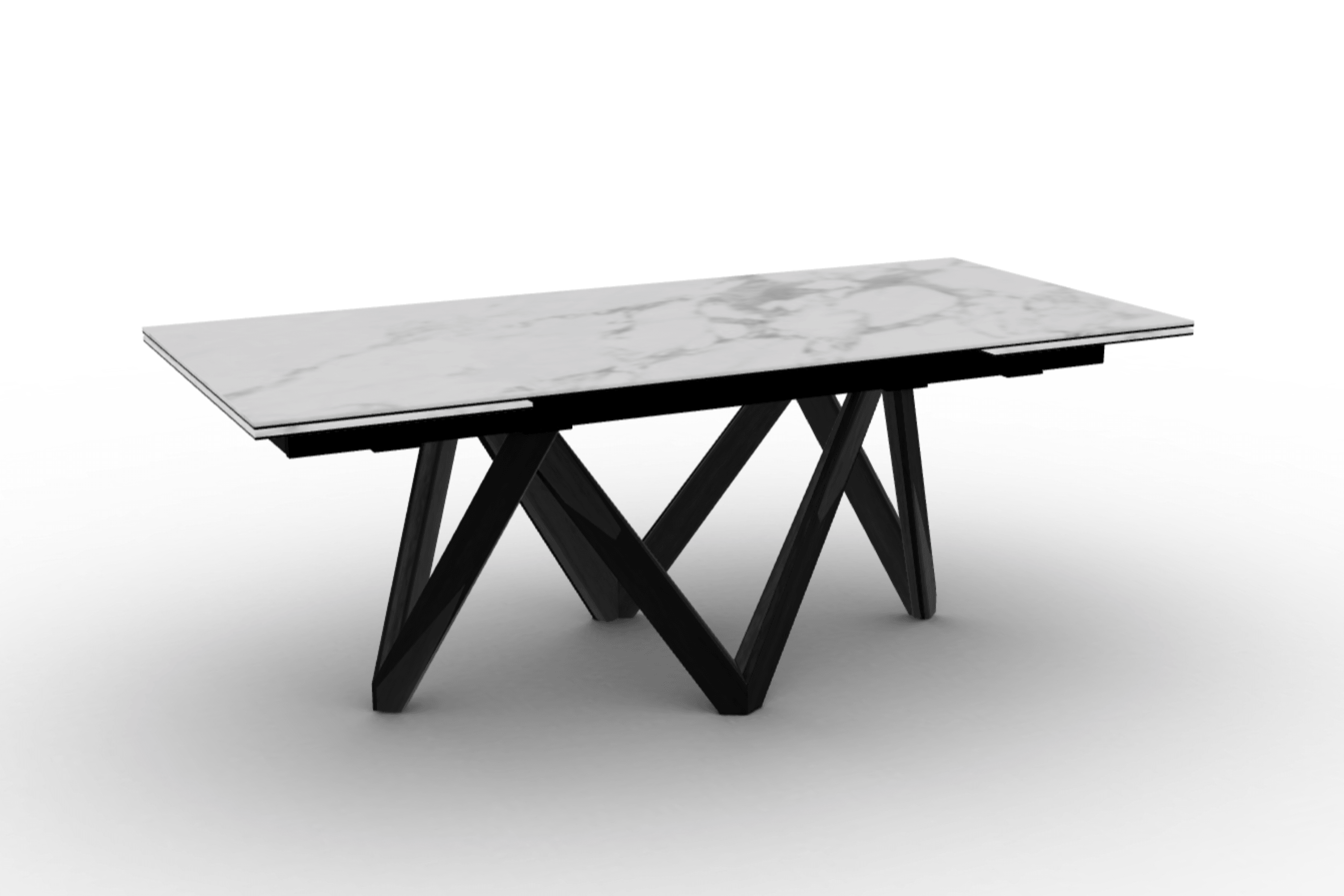 Stół prostokątny rozkładany CARTESIO biały marmur Calligaris 200 cm czarne matowe drewno Eye on Design
