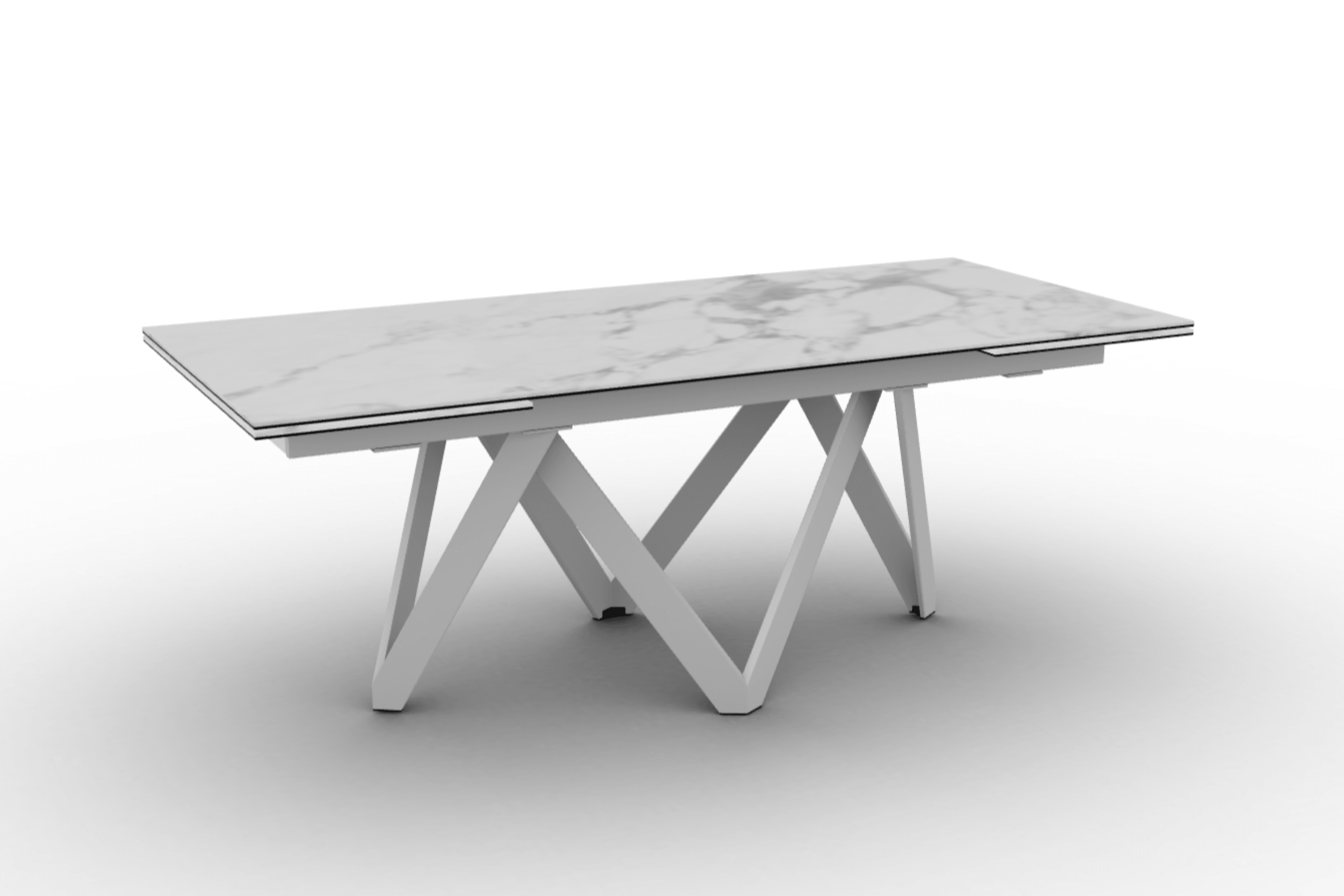 Stół prostokątny rozkładany CARTESIO biały marmur Calligaris 200 cm biały matowy metal Eye on Design