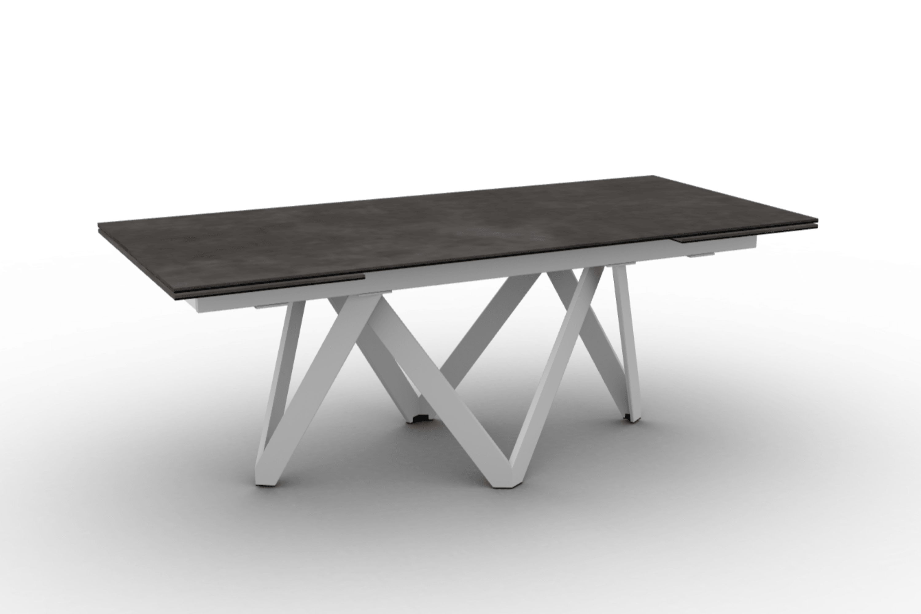 Stół prostokątny rozkładany CARTESIO ciemnoszara ceramika Calligaris 200 cm biały matowy metal Eye on Design