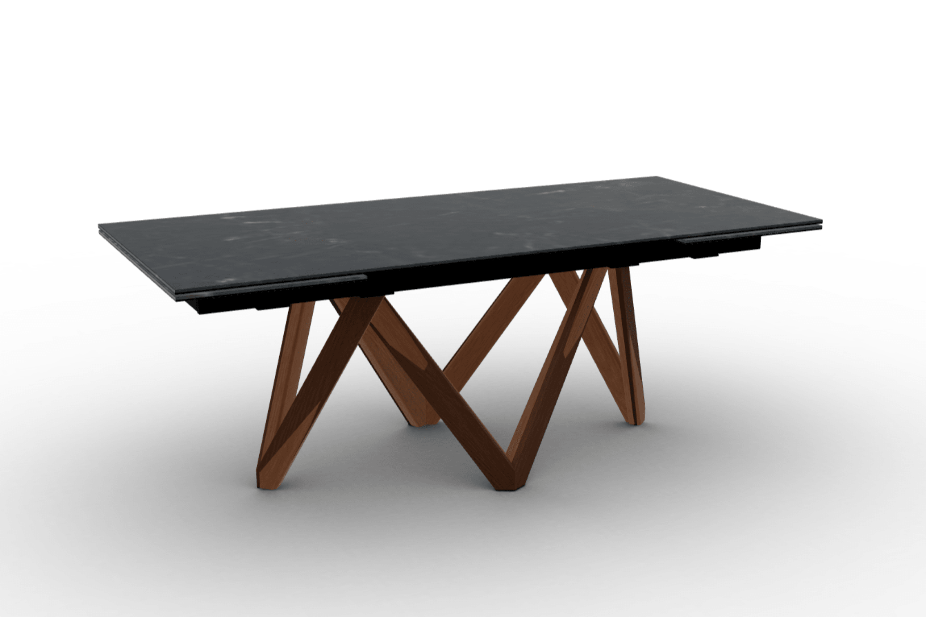 Stół prostokątny rozkładany CARTESIO czarny marmur Calligaris 200 cm orzechowe drewno Eye on Design