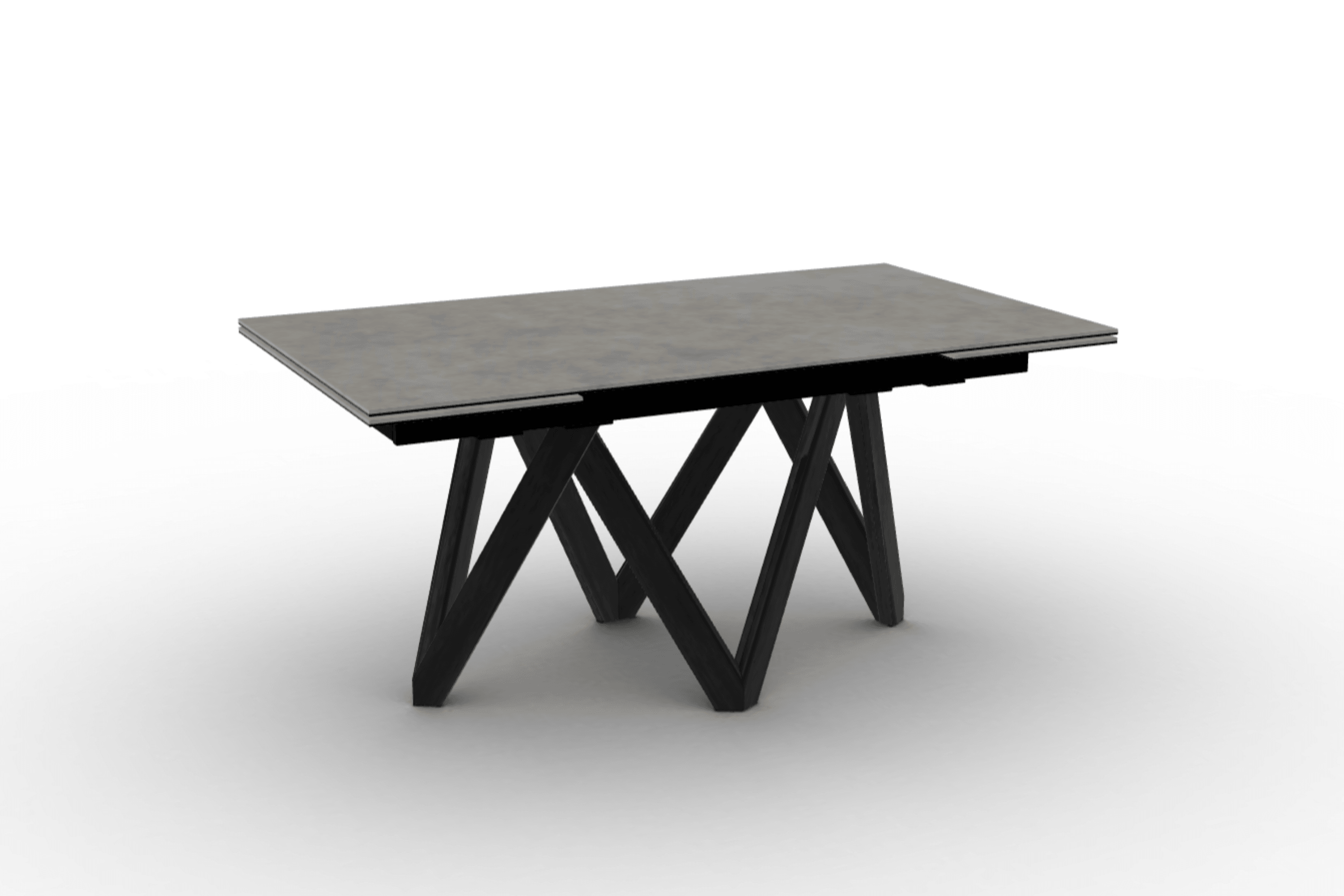 Stół prostokątny rozkładany CARTESIO jasnoszara ceramika Calligaris 160 cm czarne matowe drewno Eye on Design