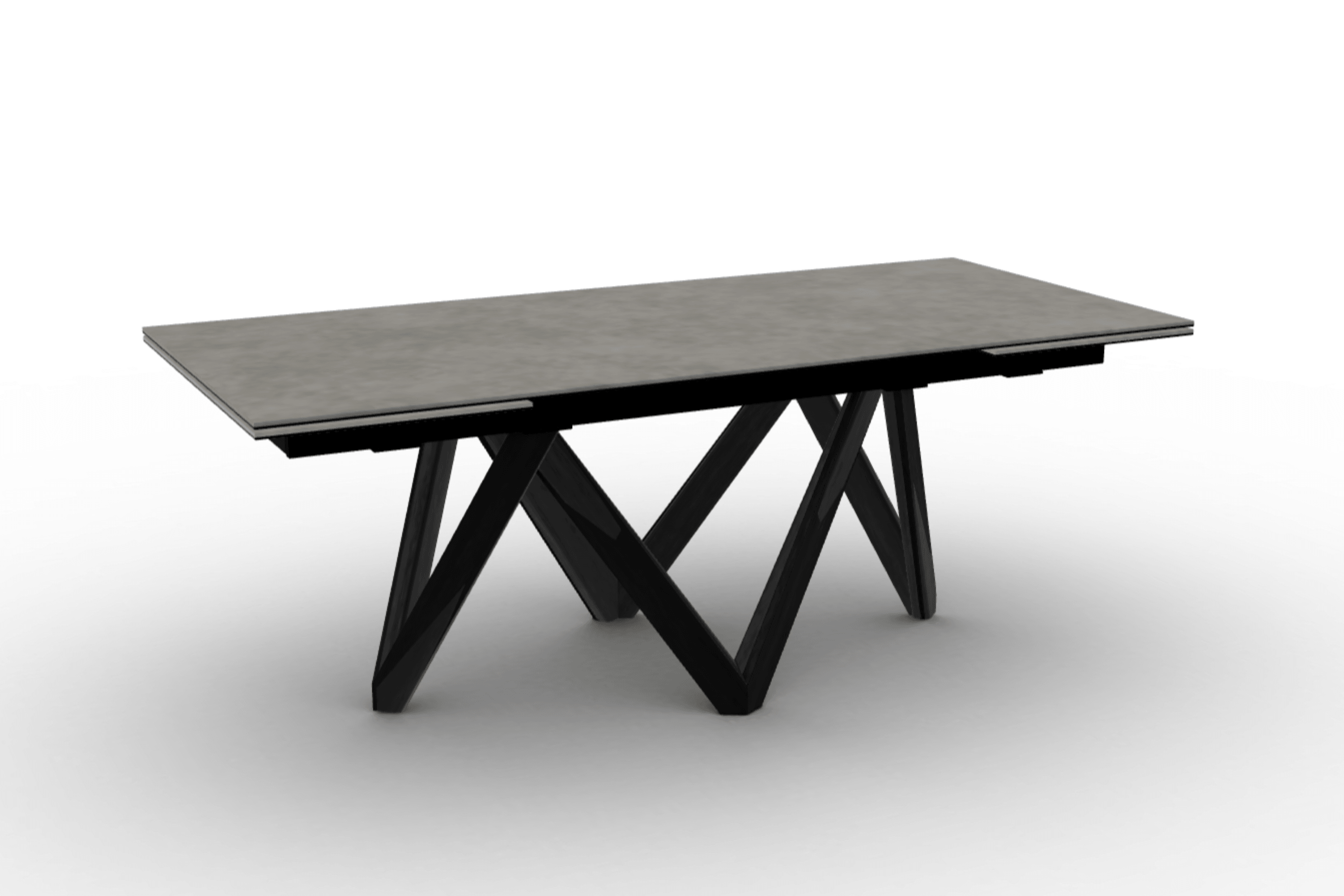 Stół prostokątny rozkładany CARTESIO jasnoszara ceramika Calligaris 200 cm czarne matowe drewno Eye on Design