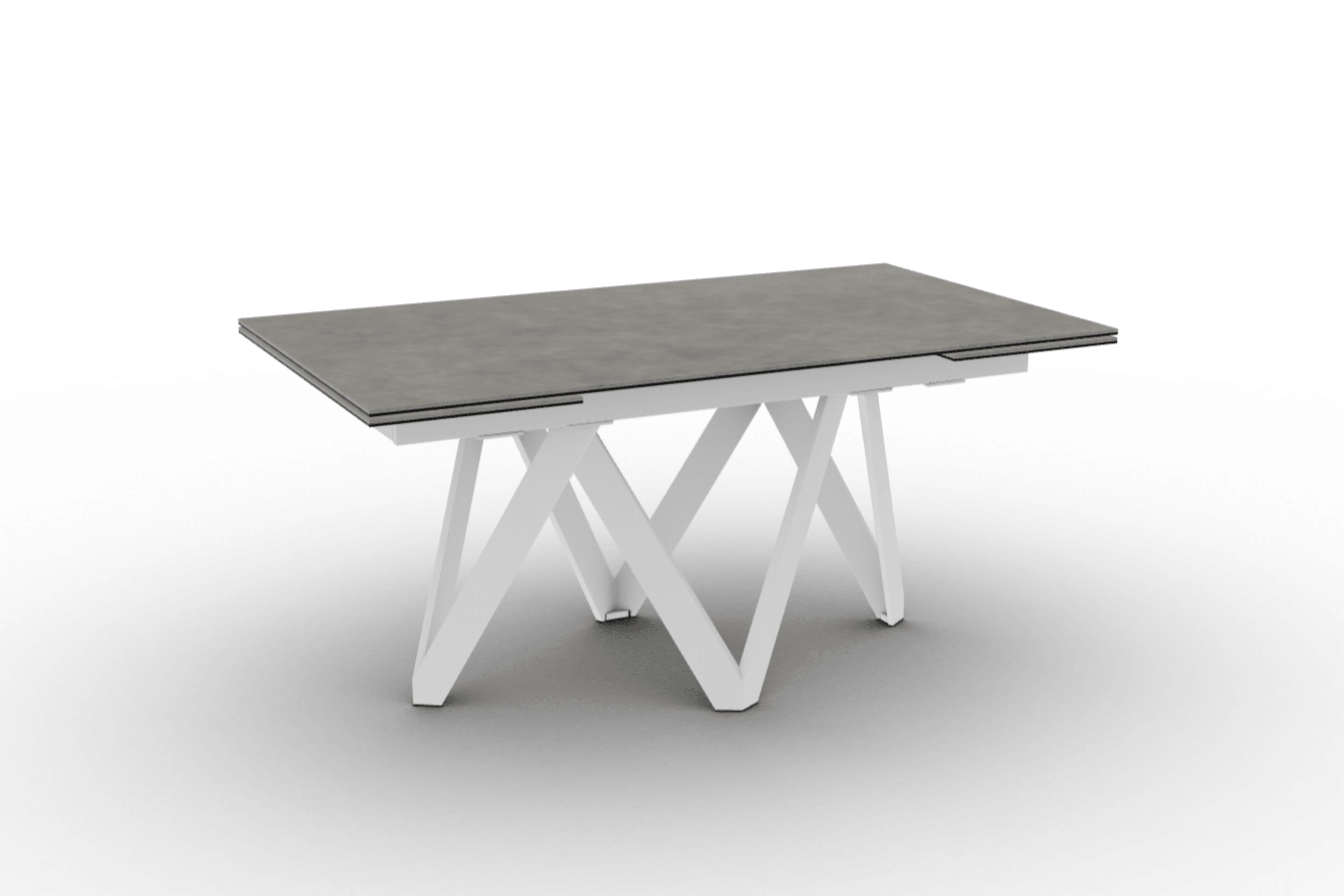 Stół prostokątny rozkładany CARTESIO jasnoszara ceramika Calligaris 160 cm biały matowy metal Eye on Design