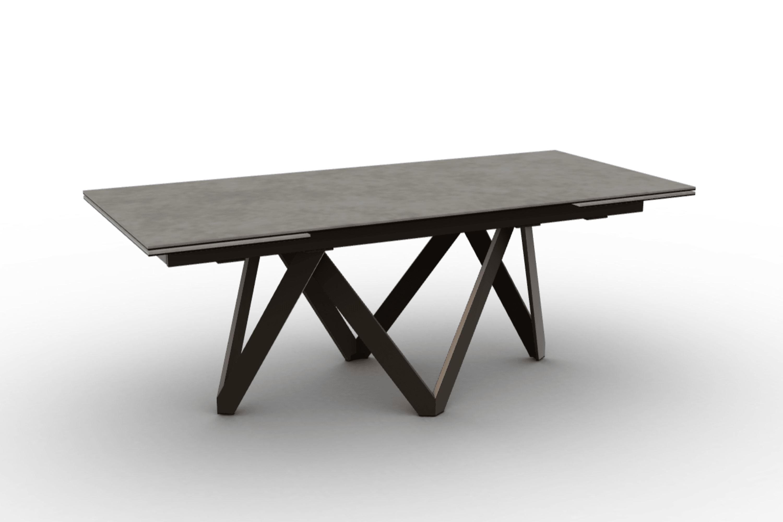 Stół prostokątny rozkładany CARTESIO jasnoszara ceramika Calligaris 200 cm brązowy matowy metal Eye on Design