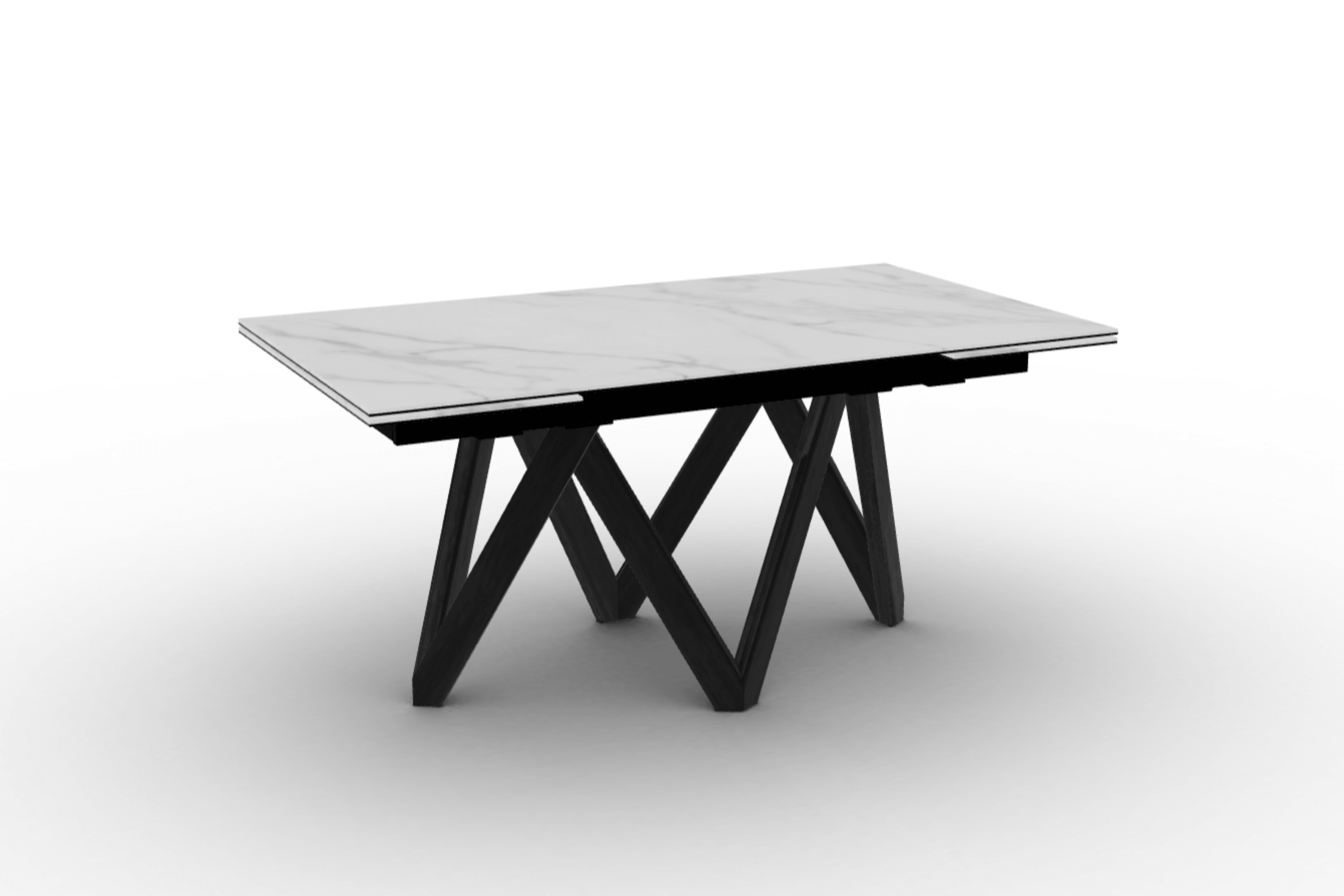 Stół prostokątny rozkładany CARTESIO kremowy marmur Calligaris 160 cm czarne matowe drewno Eye on Design