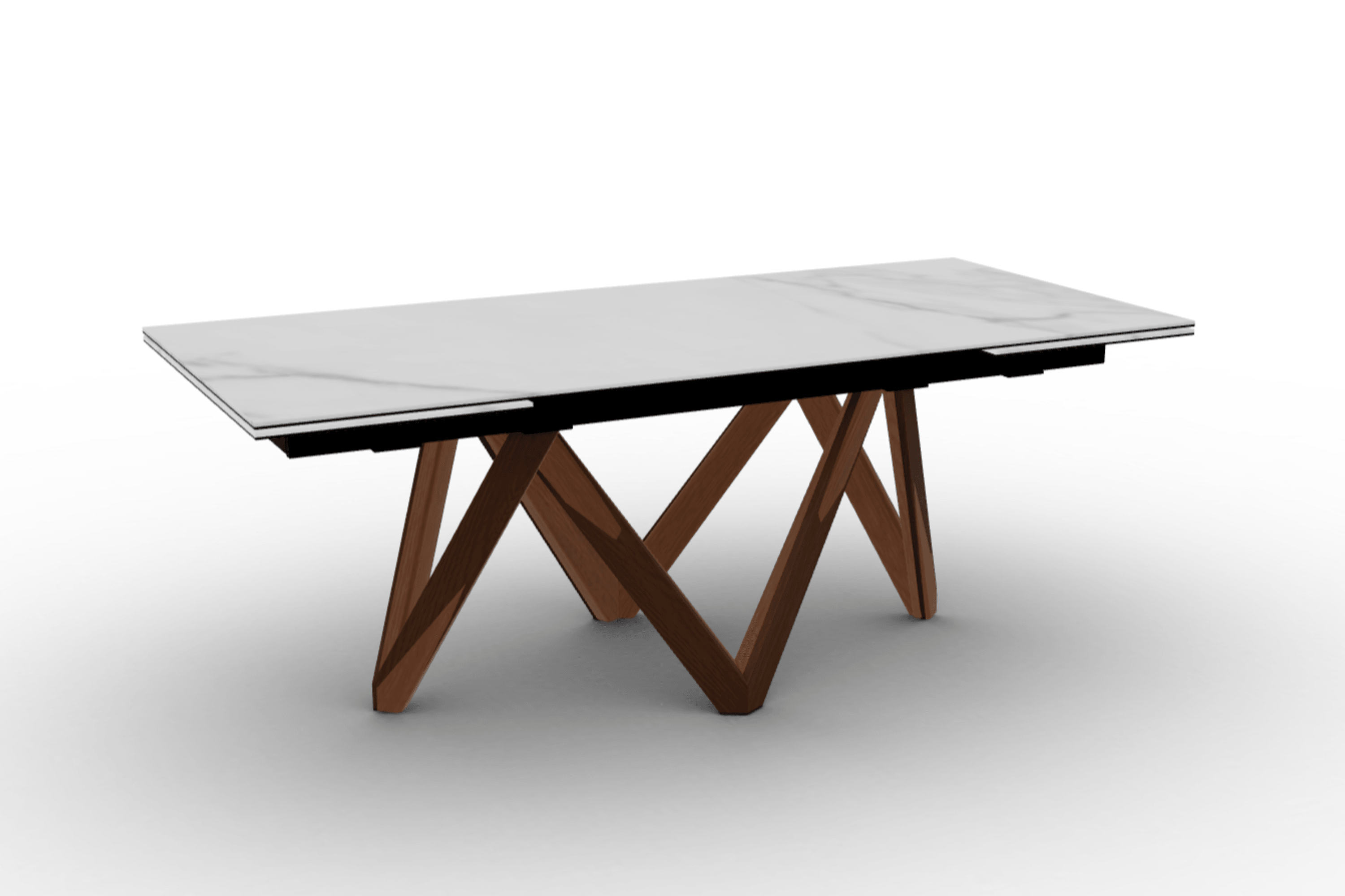 Stół prostokątny rozkładany CARTESIO kremowy marmur Calligaris 200 cm orzechowe drewno Eye on Design