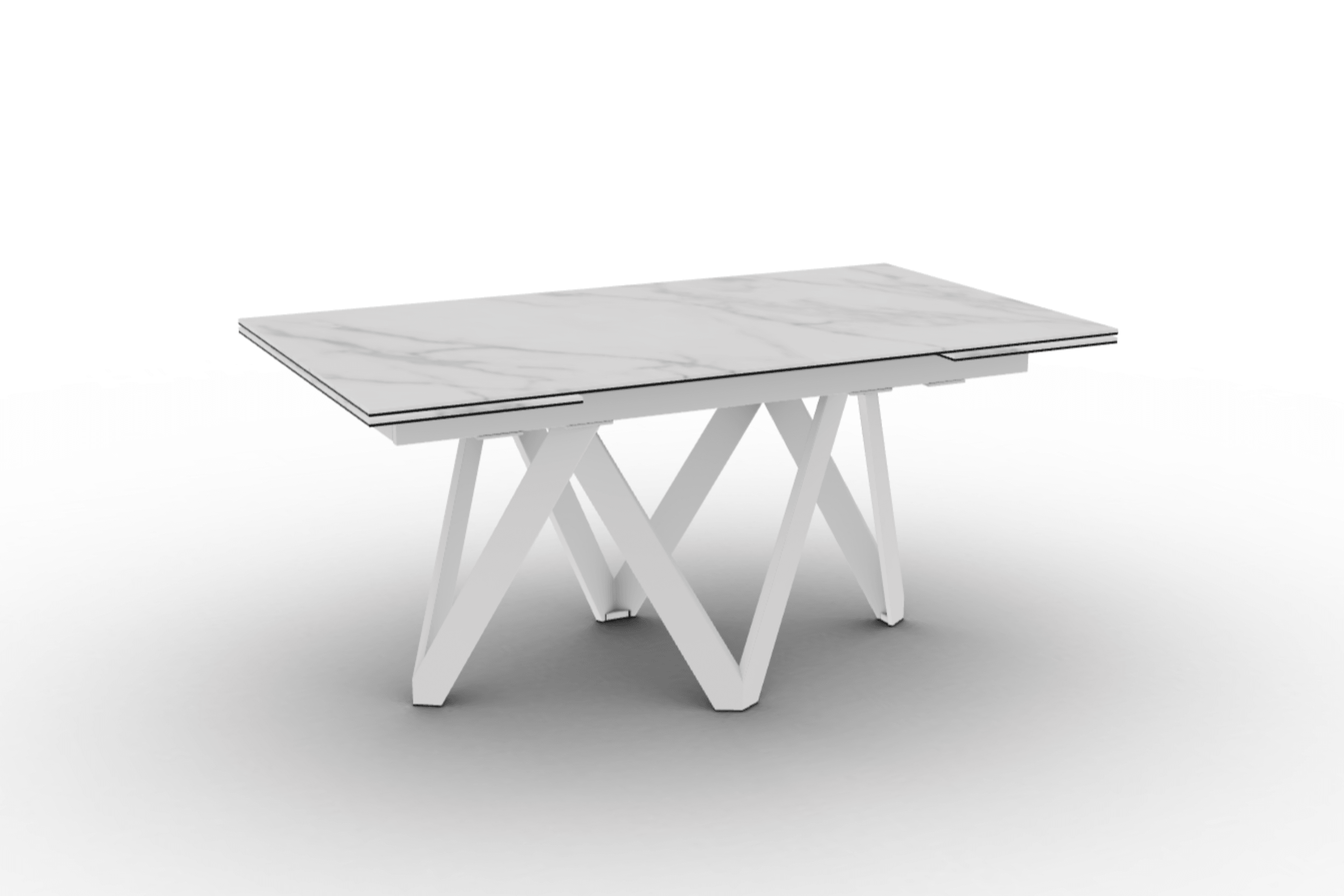 Stół prostokątny rozkładany CARTESIO kremowy marmur Calligaris 160 cm biały matowy metal Eye on Design