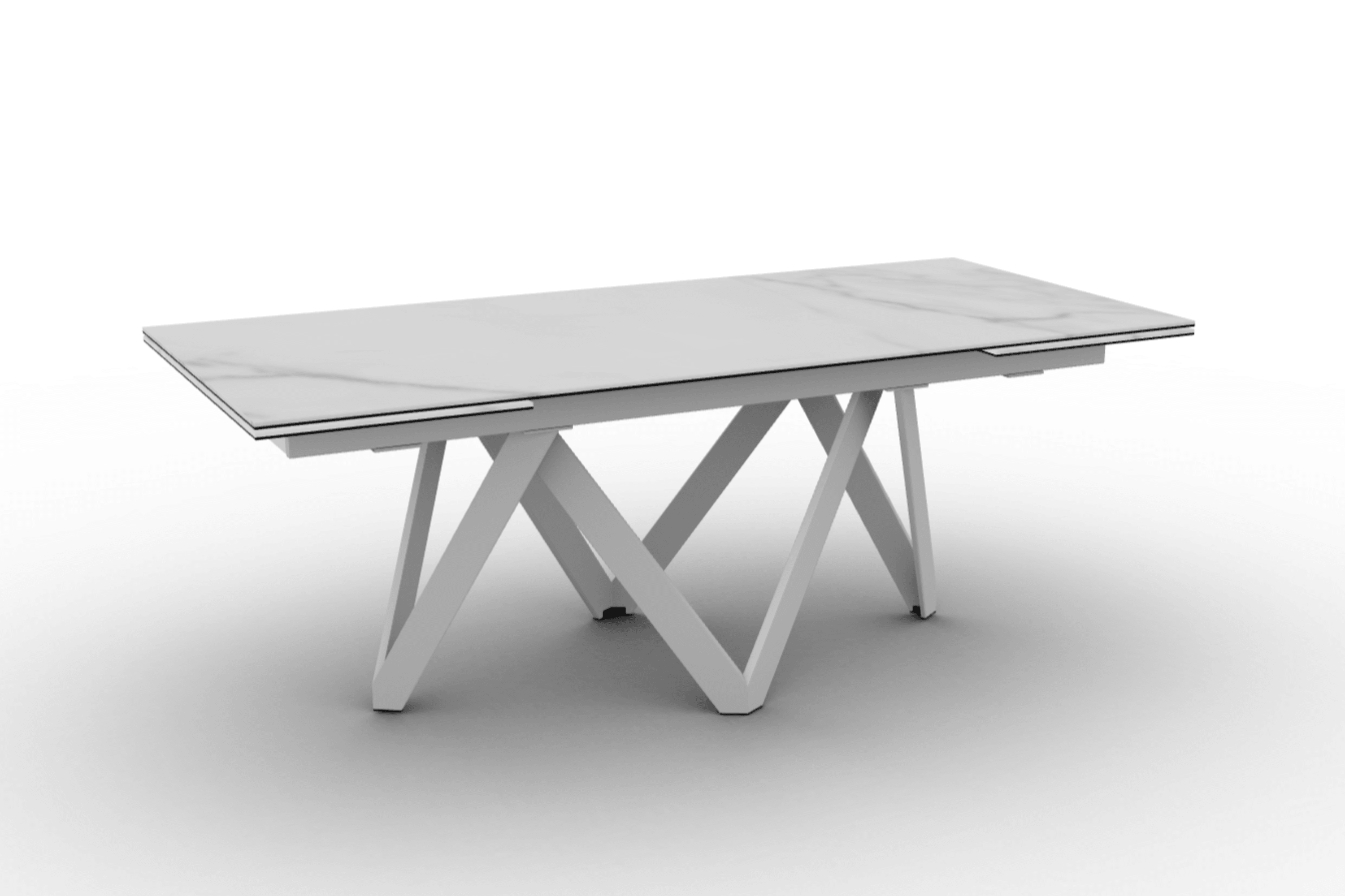 Stół prostokątny rozkładany CARTESIO kremowy marmur Calligaris 200 cm biały matowy metal Eye on Design