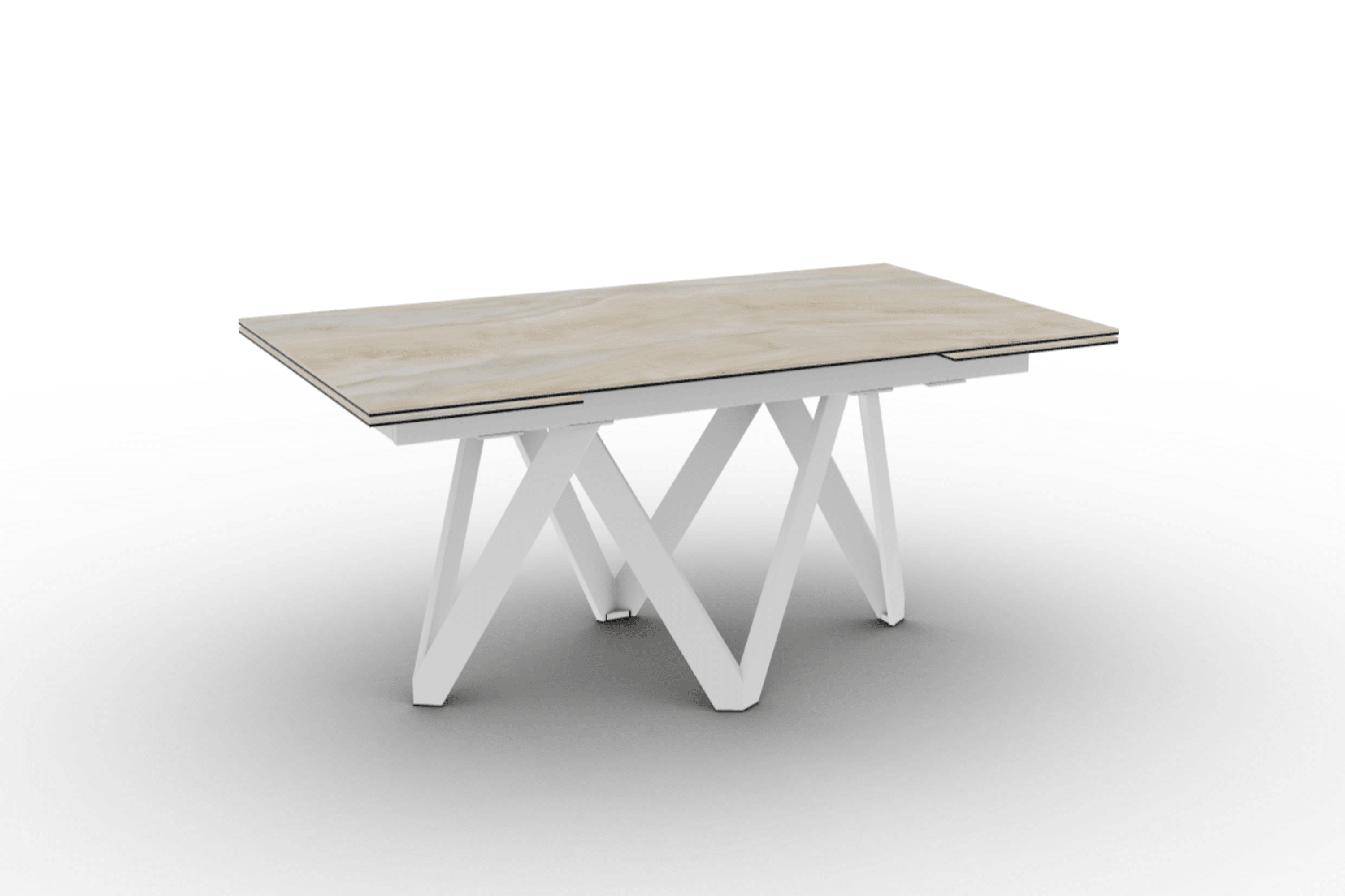 Stół prostokątny rozkładany CARTESIO piaskowy marmur Calligaris 160 cm biały matowy metal Eye on Design