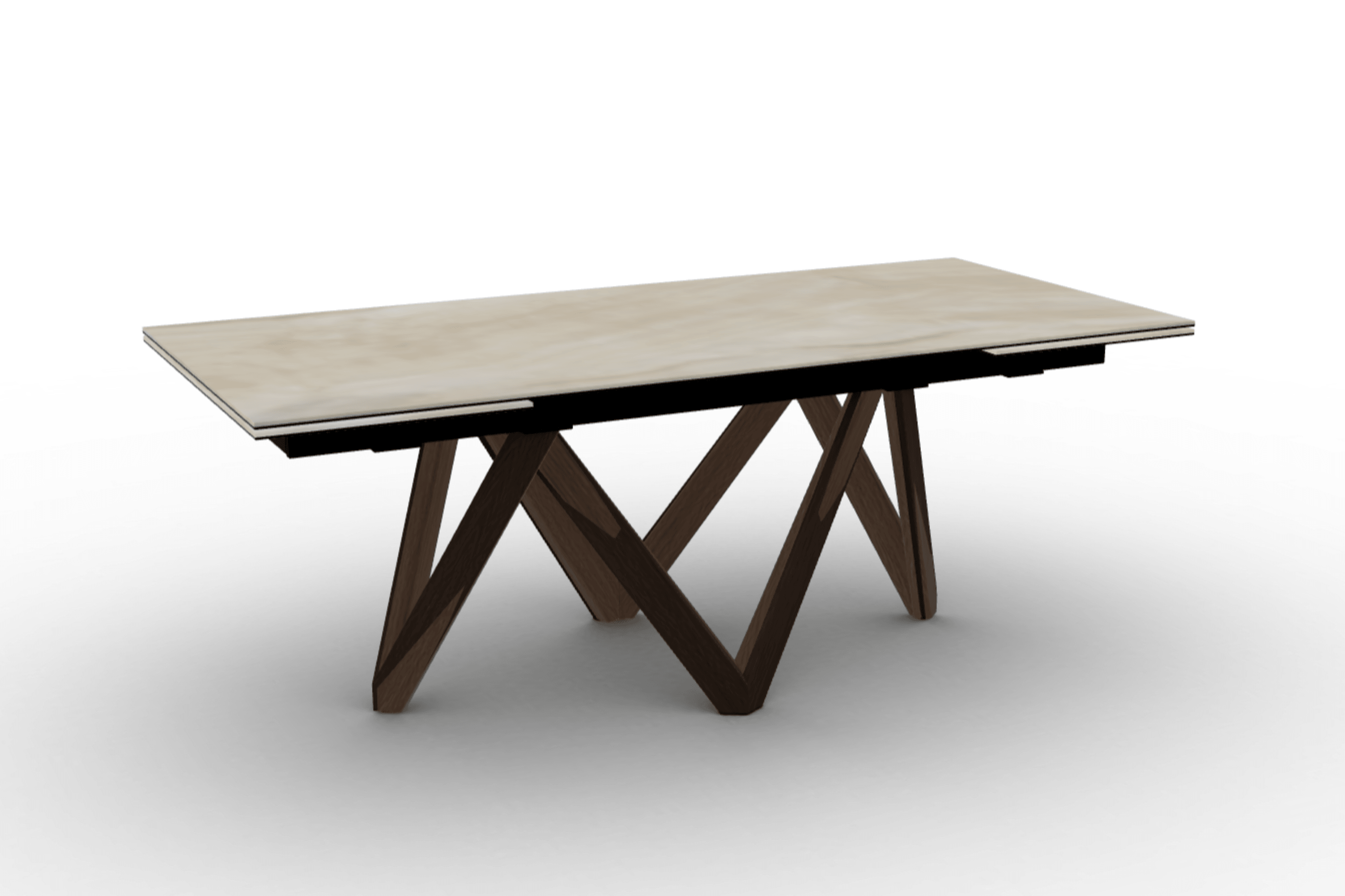 Stół prostokątny rozkładany CARTESIO piaskowy marmur Calligaris 200 cm ciemnobrązowe drewno Eye on Design