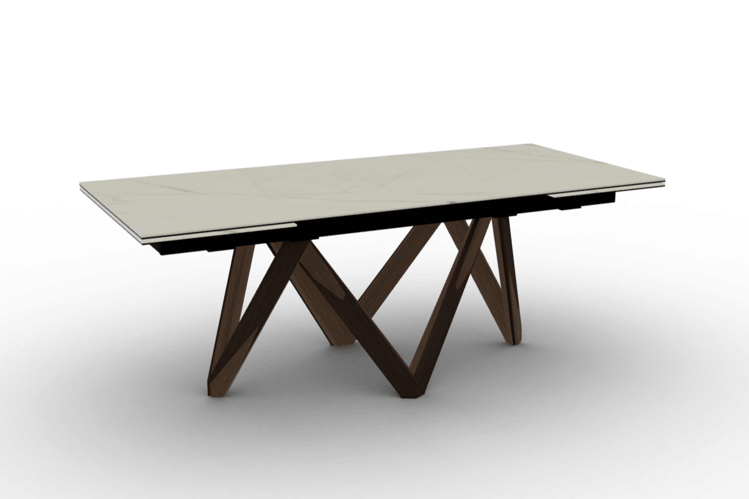 Stół prostokątny rozkładany CARTESIO złoty marmur Calligaris 200 cm ciemnobrązowe drewno Eye on Design