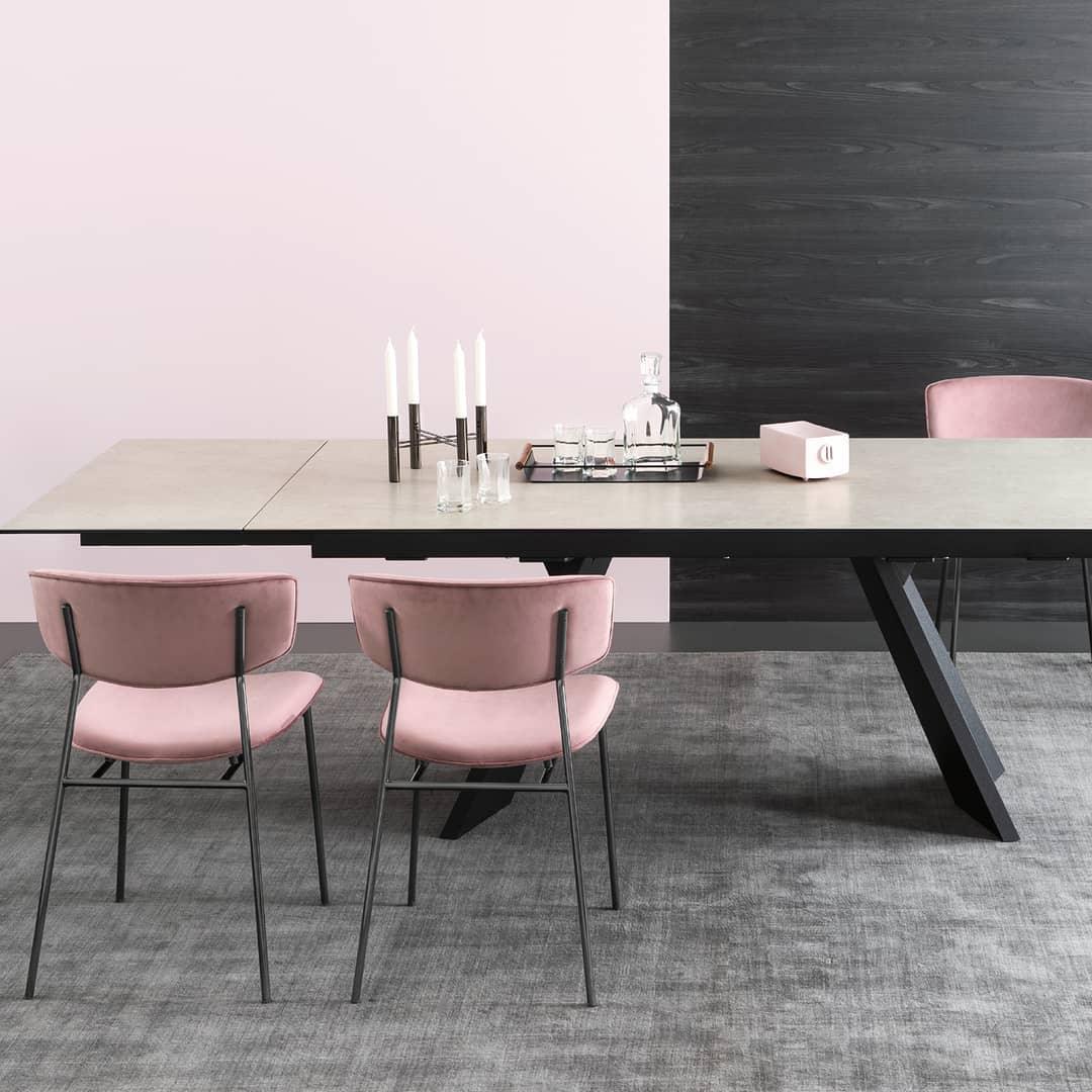 Stół prostokątny rozkładany ICARO piaskowy marmur – drewno, Calligaris