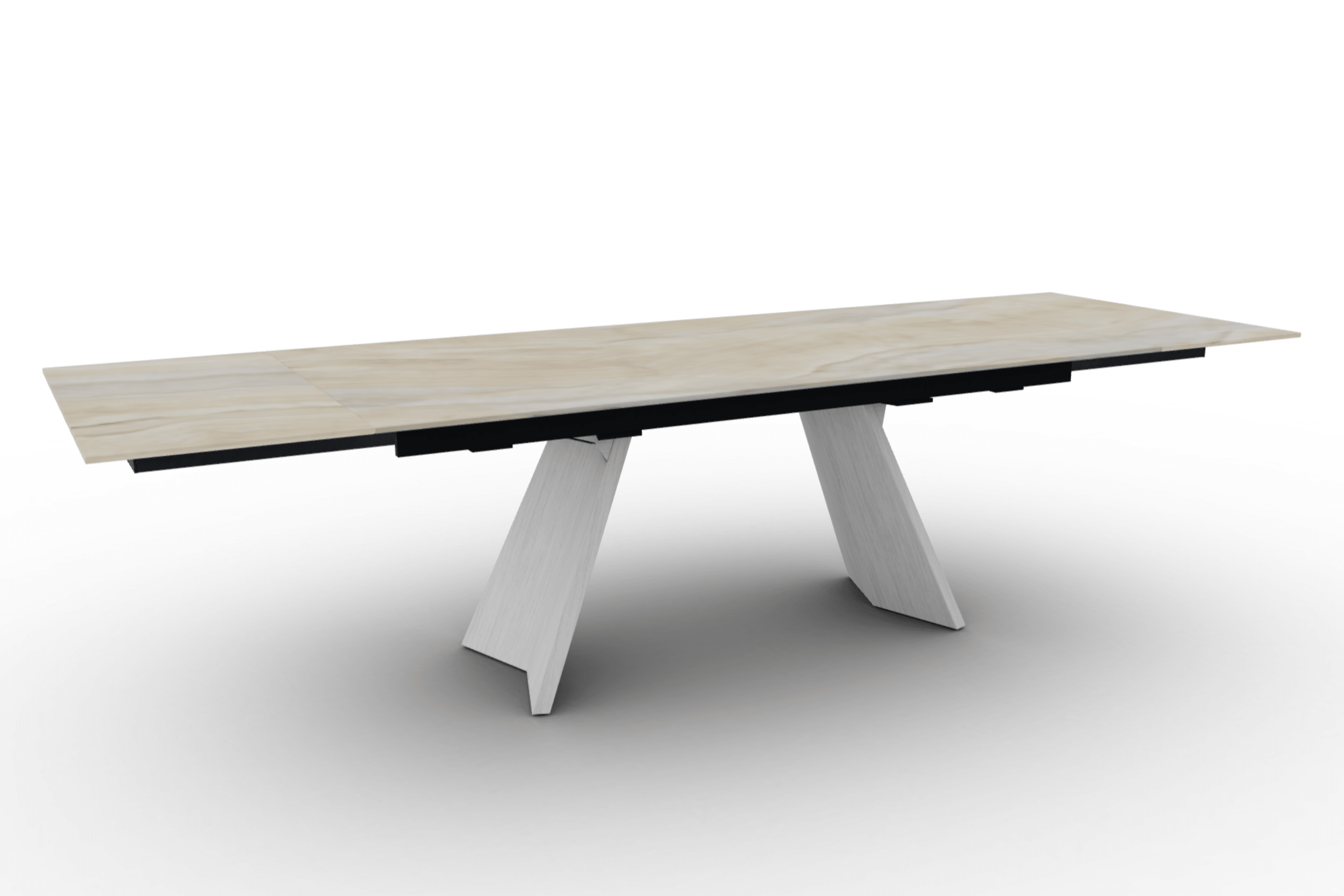 Stół prostokątny rozkładany ICARO piaskowy marmur – drewno, Calligaris