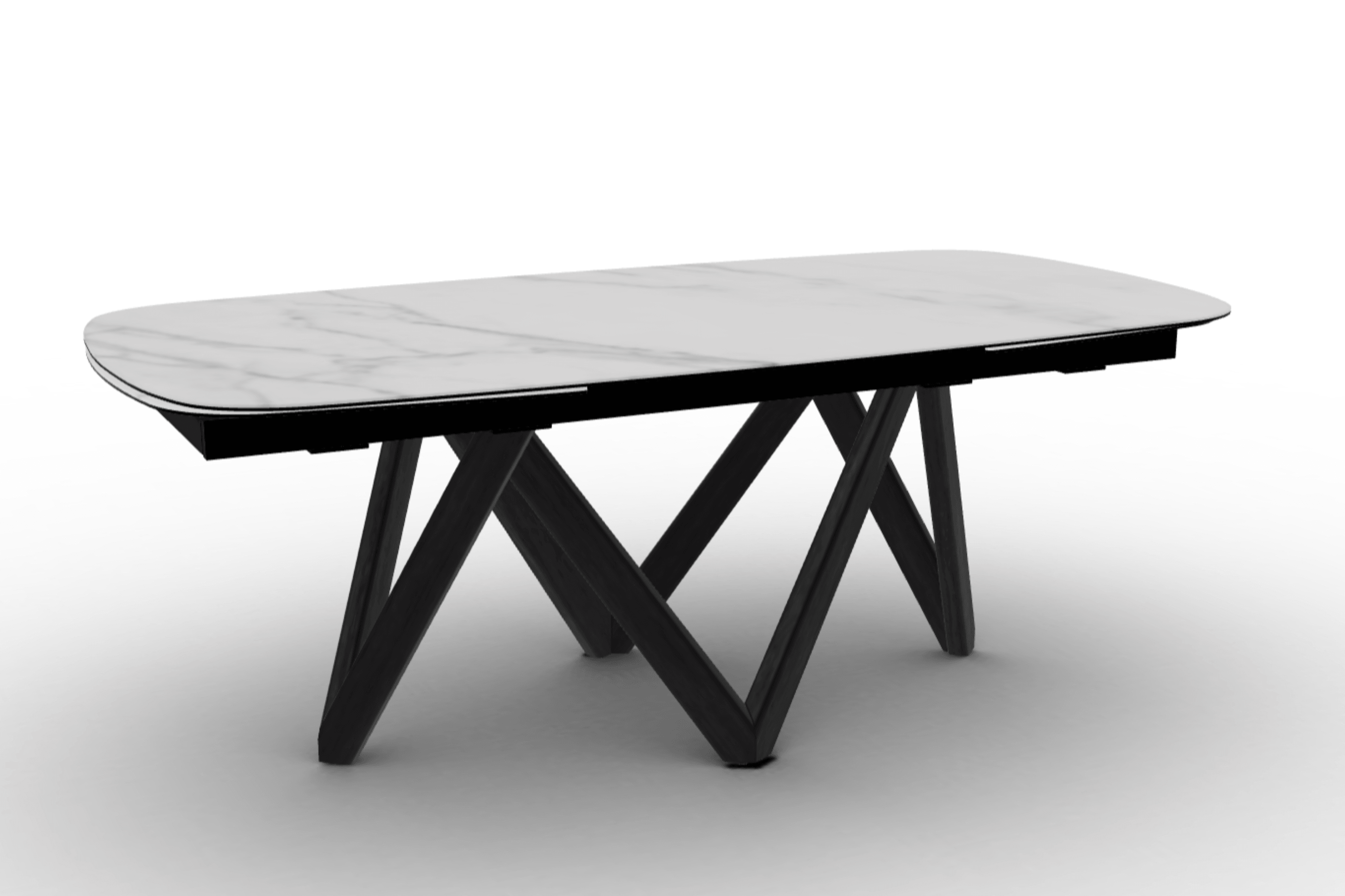 Stół rozkładany CARTESIO kremowy marmur Calligaris 200 cm czarne matowe drewno Eye on Design