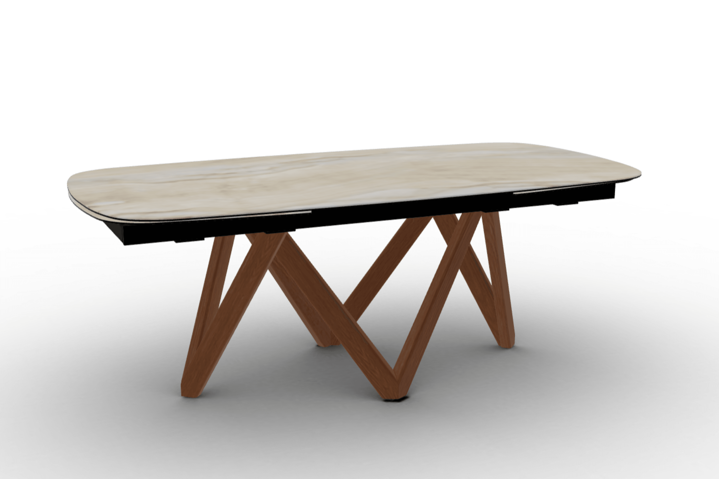 Stół rozkładany CARTESIO piaskowy marmur Calligaris 200 cm orzechowe drewno Eye on Design