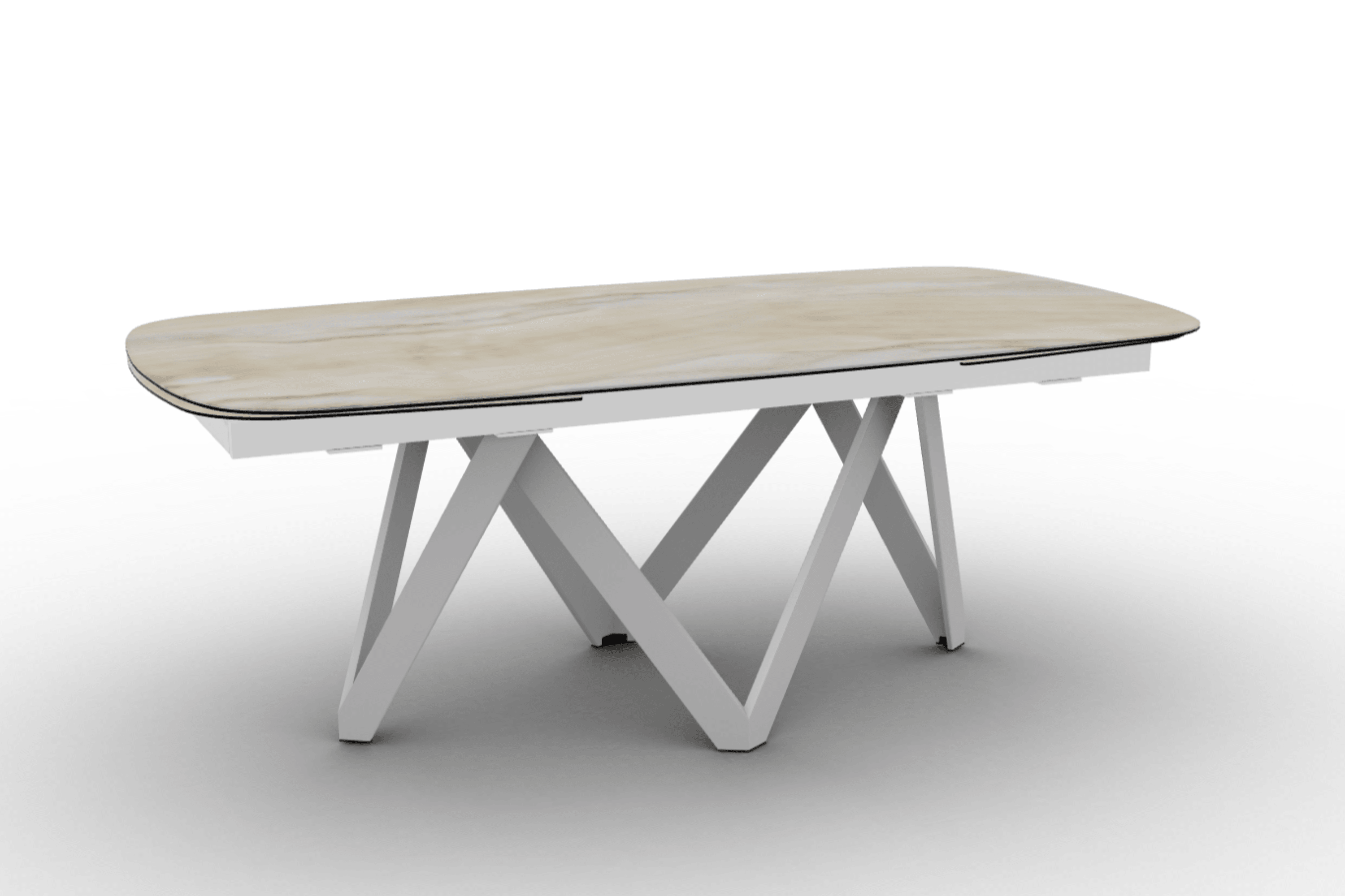 Stół rozkładany CARTESIO piaskowy marmur Calligaris 200 cm biały matowy metal Eye on Design