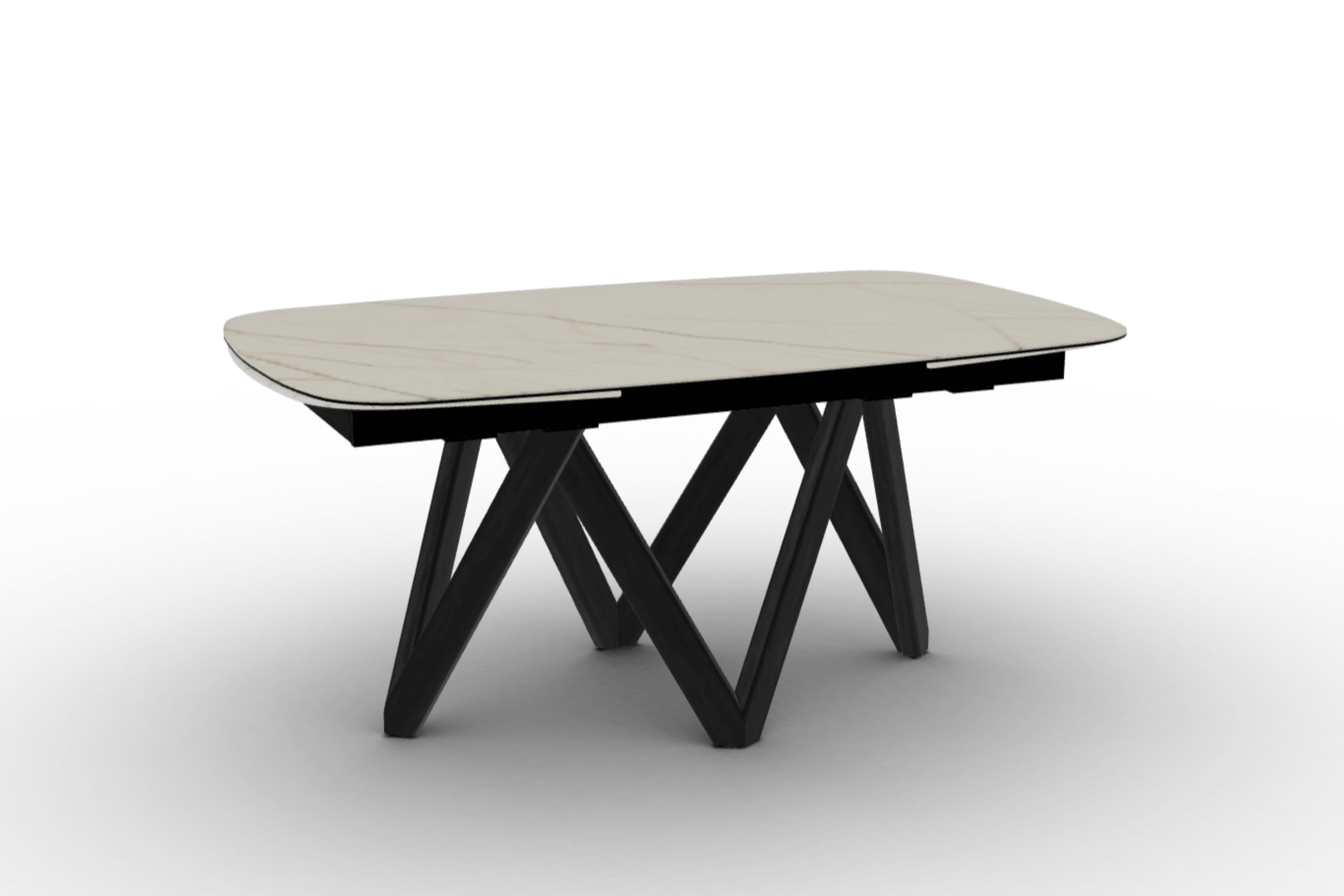 Stół rozkładany CARTESIO złoty marmur Calligaris 165 cm czarne matowe drewno Eye on Design