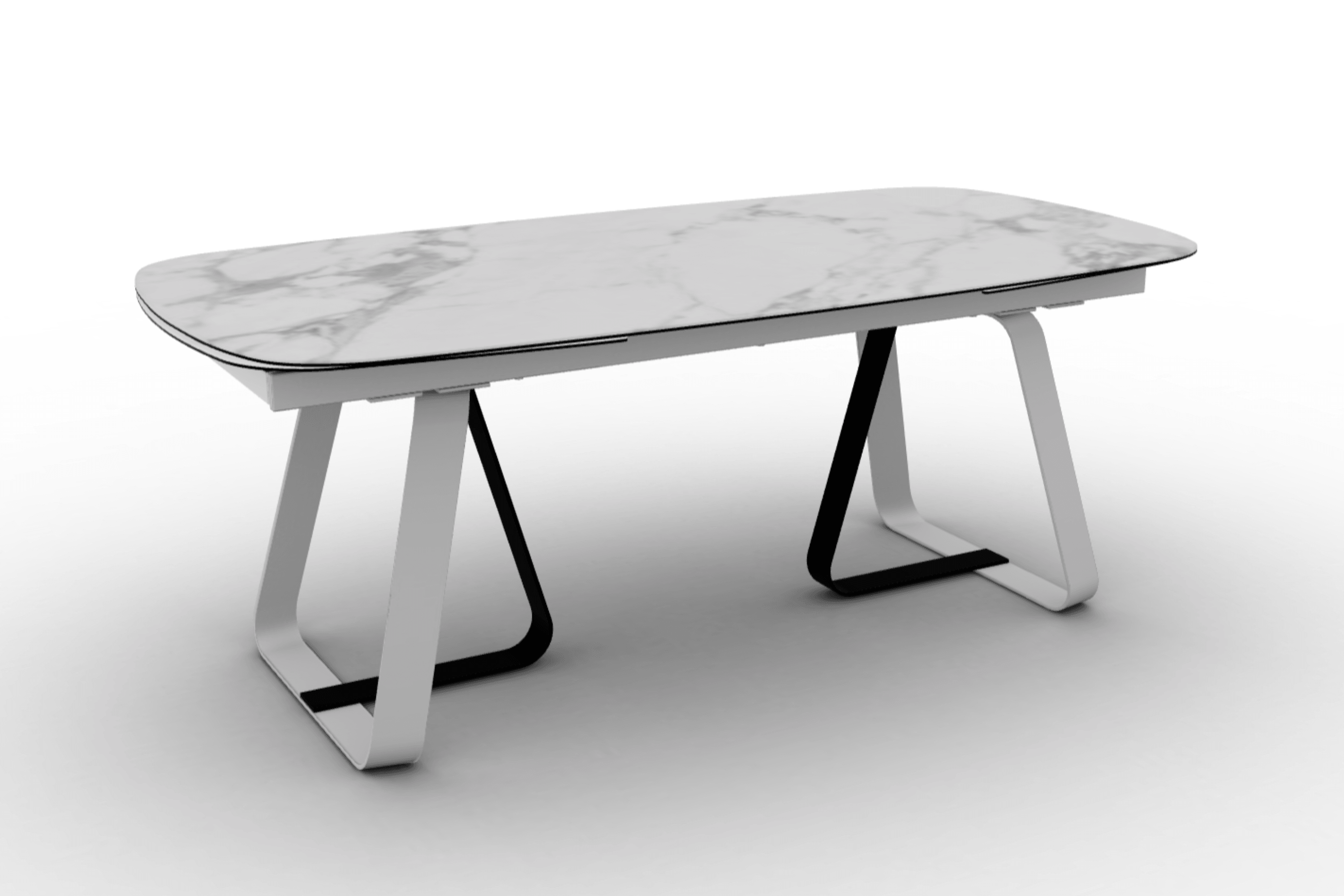 Stół rozkładany SUNSHINE biały marmur Calligaris matowa biel matowa czerń Eye on Design