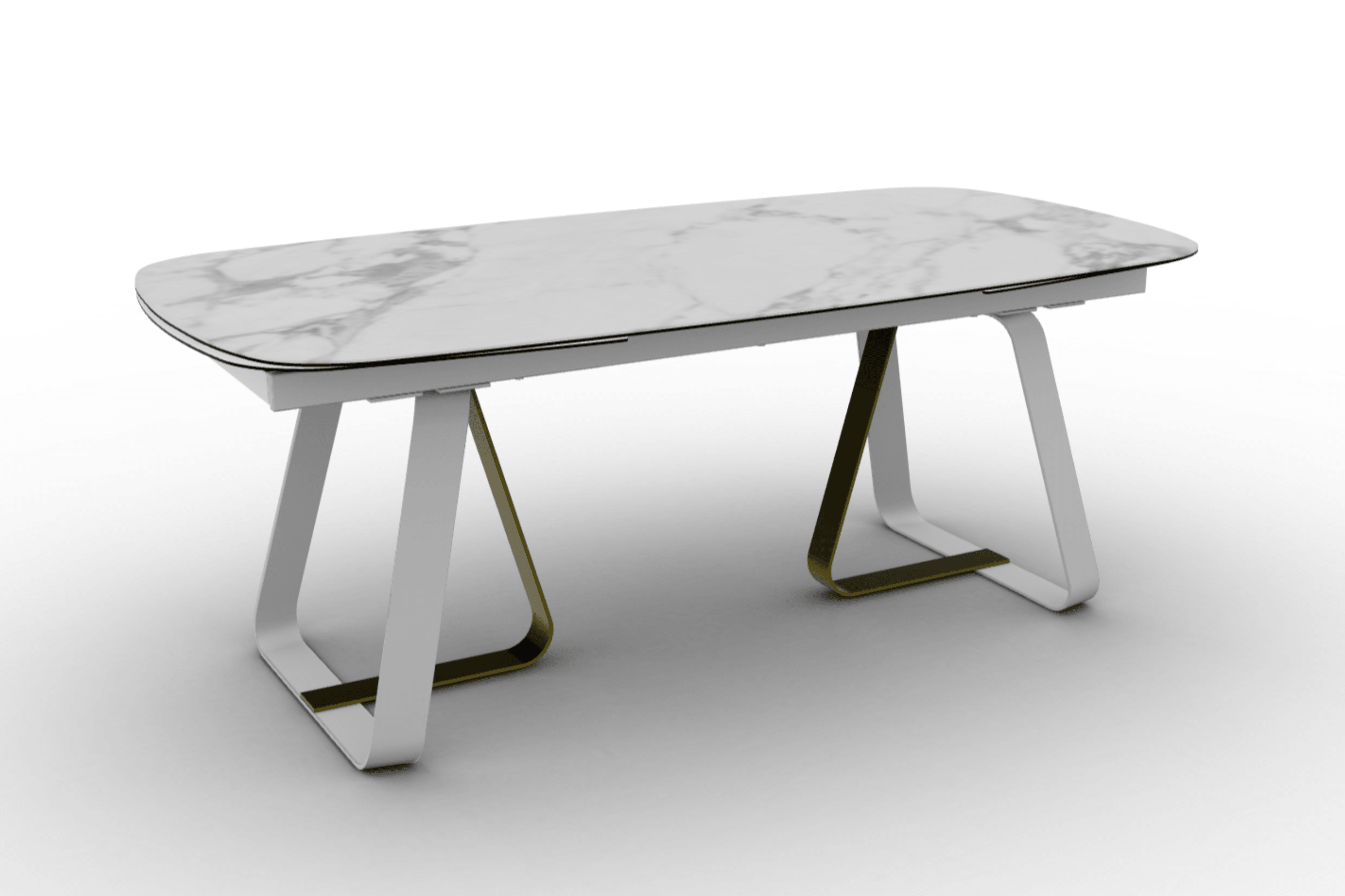 Stół rozkładany SUNSHINE biały marmur Calligaris matowa biel matowy mosiądz Eye on Design