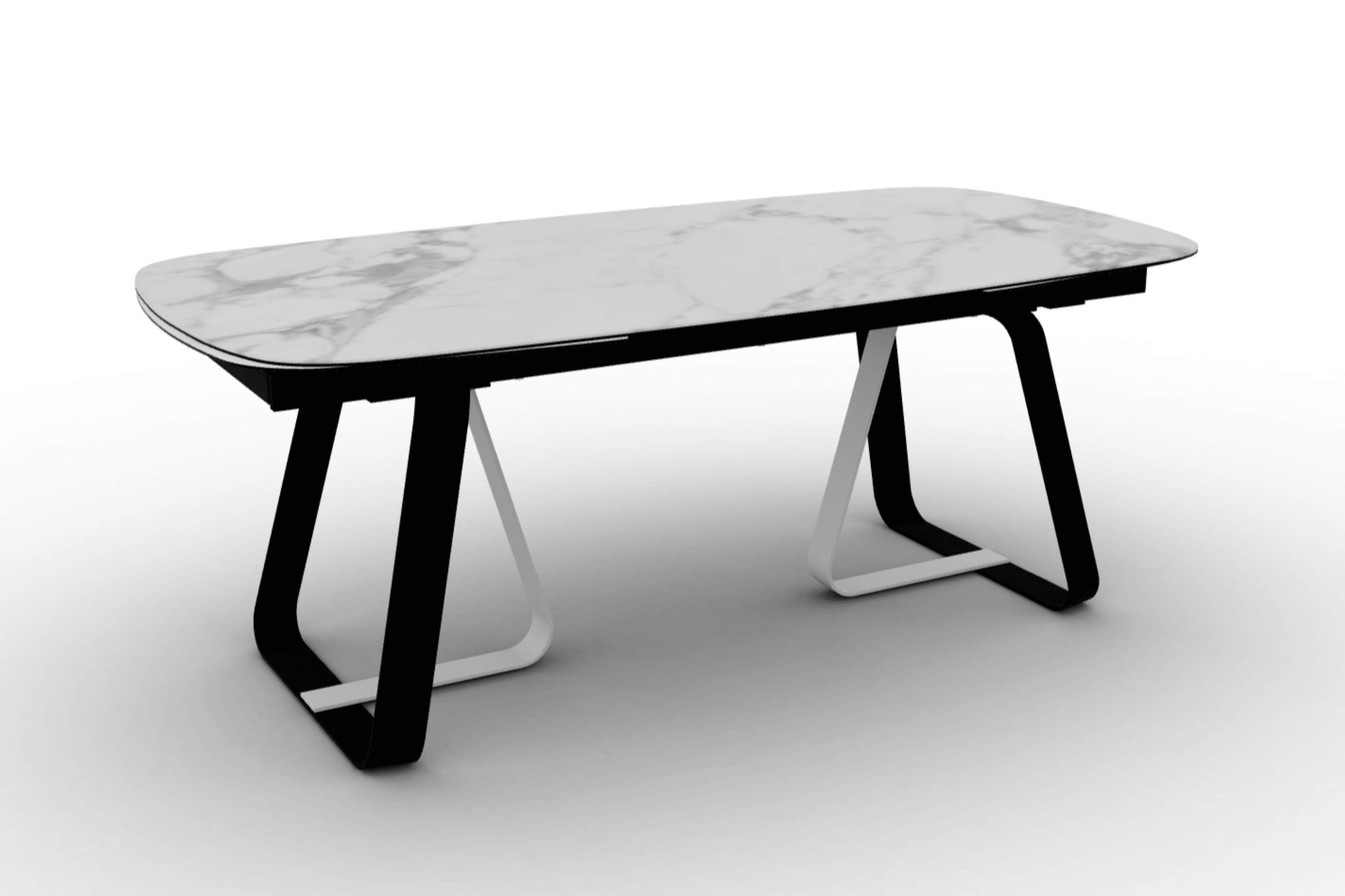 Stół rozkładany SUNSHINE biały marmur Calligaris matowa czerń matowa biel Eye on Design