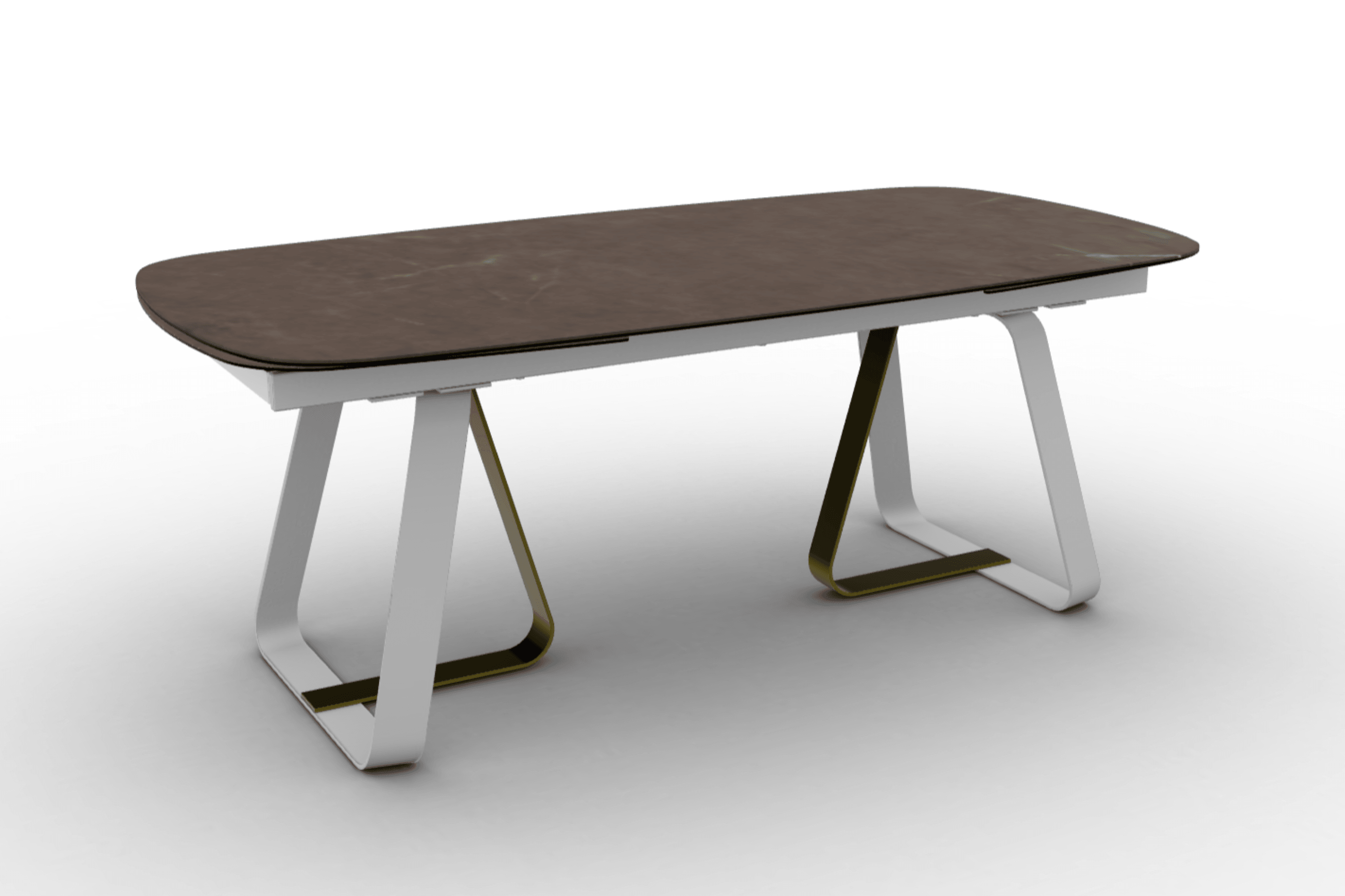 Stół rozkładany SUNSHINE brązowa ceramika Calligaris matowa biel matowy mosiądz Eye on Design